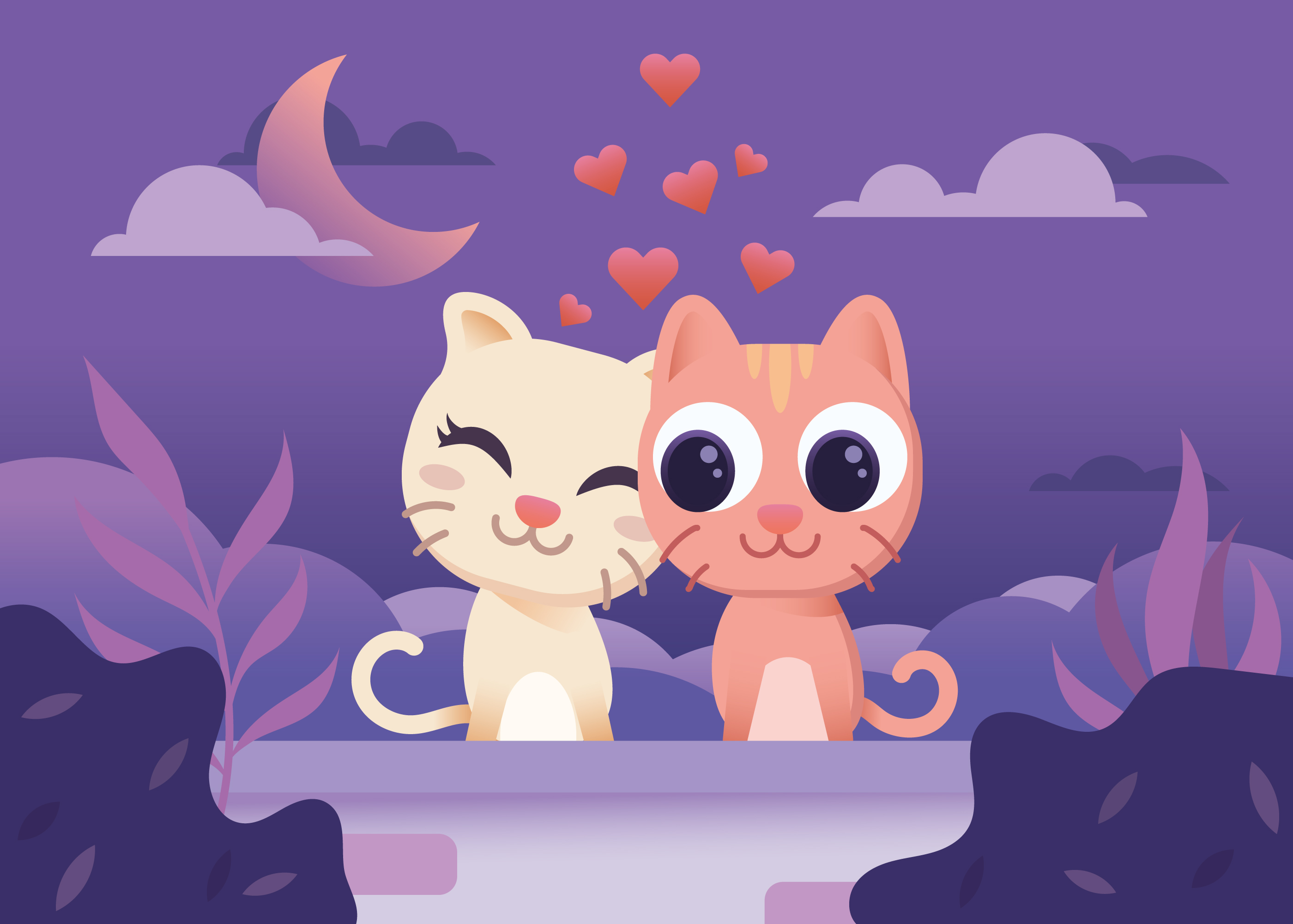 Seamless Kawaii Bonito Gatos Fallin Love Desenhos Animados Design