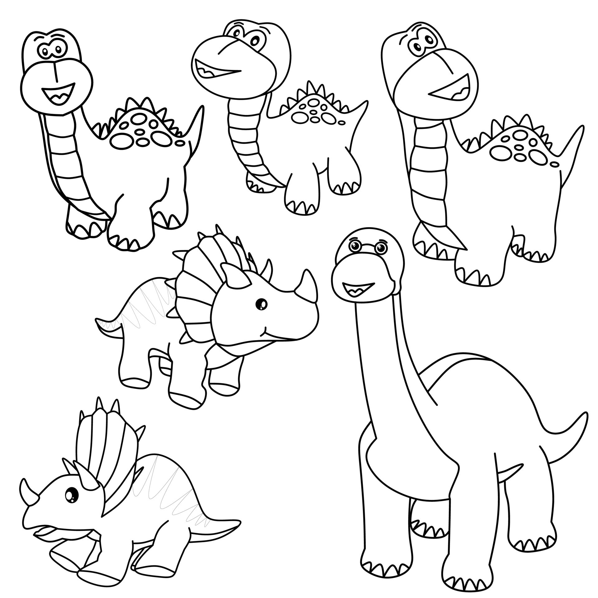 Ilustração Vetorial Livro Colorir Com Coleção Desenhos Animados Dinossauro  imagem vetorial de dualoro© 180405852