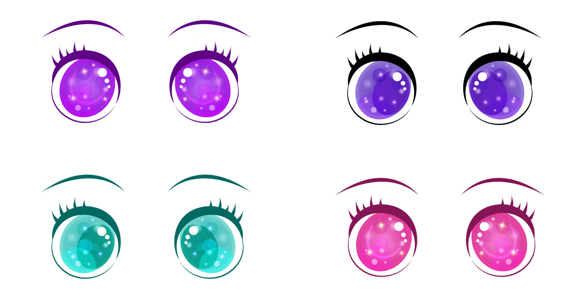 conjunto de olhos de estilo anime de desenho animado 14718629 Vetor no  Vecteezy