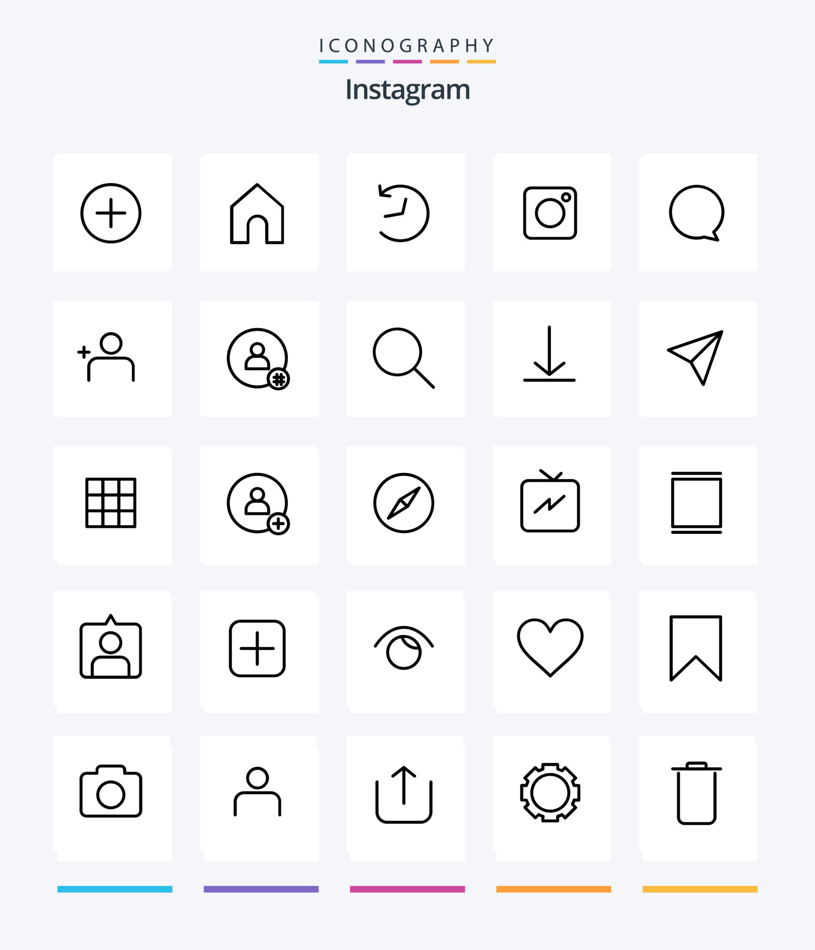 Pacote De ícones De Contorno Criativo Do Instagram 25 Como O Instagram Interface Atualizar