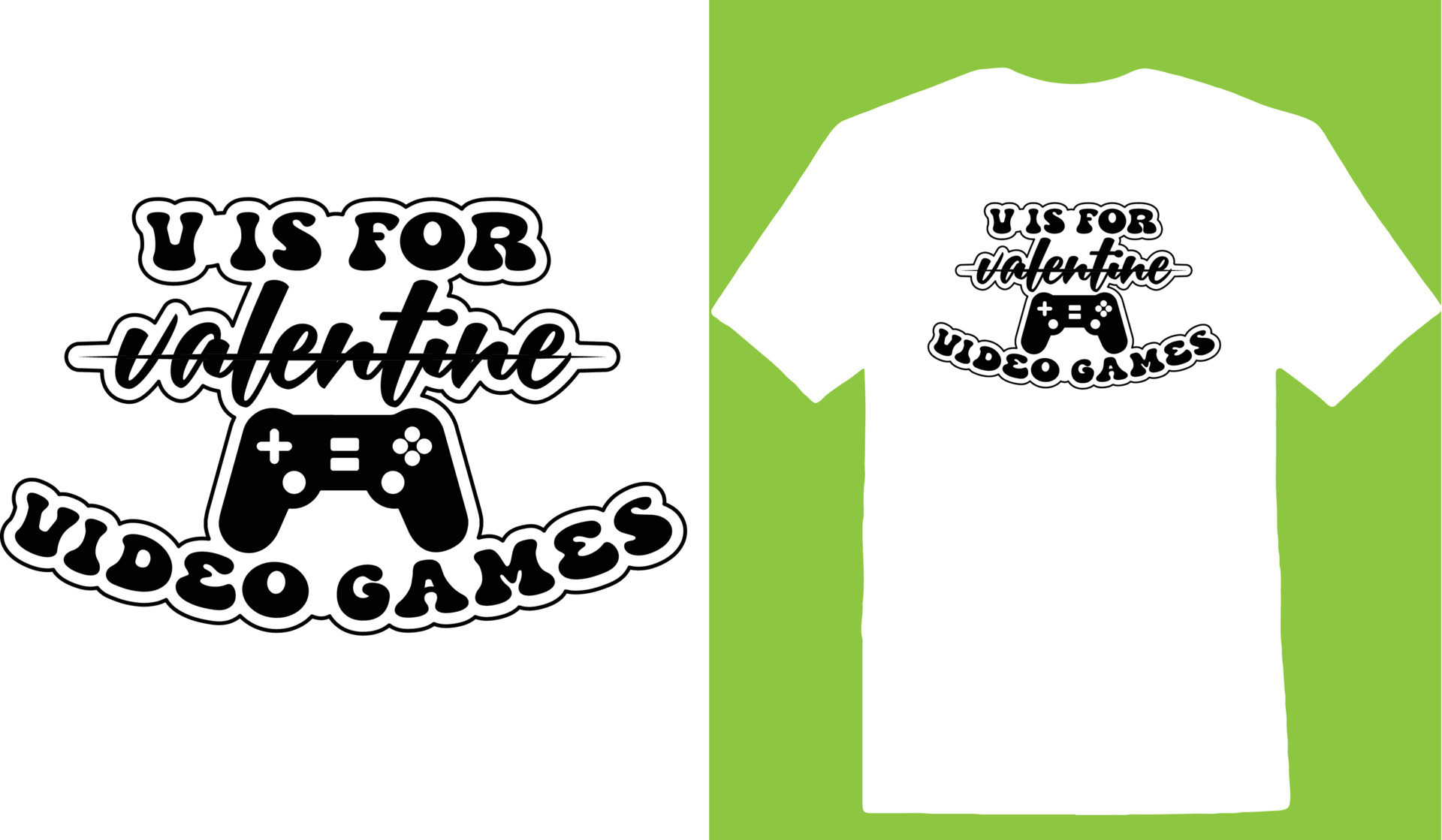 V é para jogos de vídeo dos namorados design de camiseta camiseta de  ilustração vetorial de tipografia dos namorados