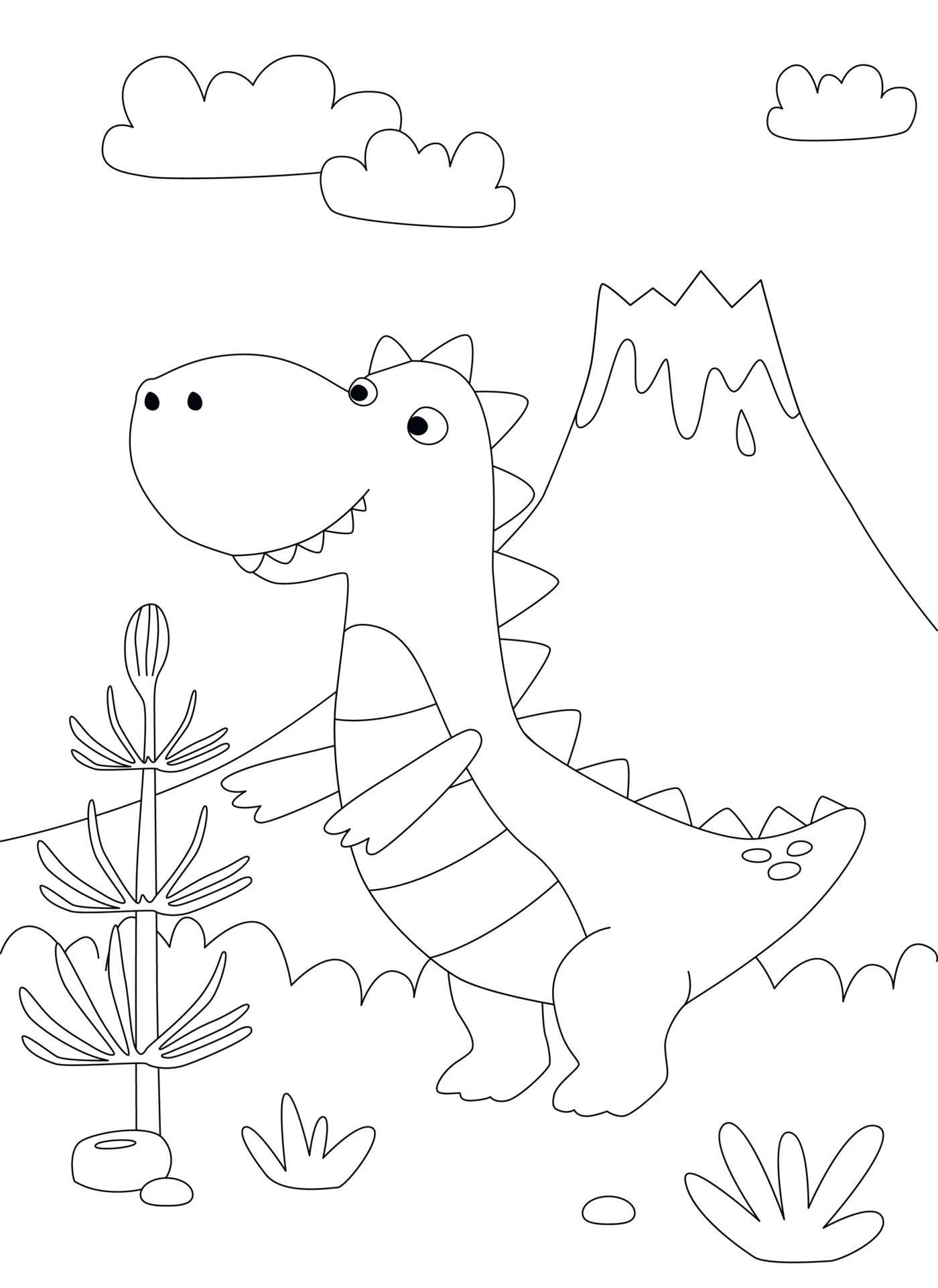 Desenho Simples Dos Desenhos Animados Pretos Dinossauro