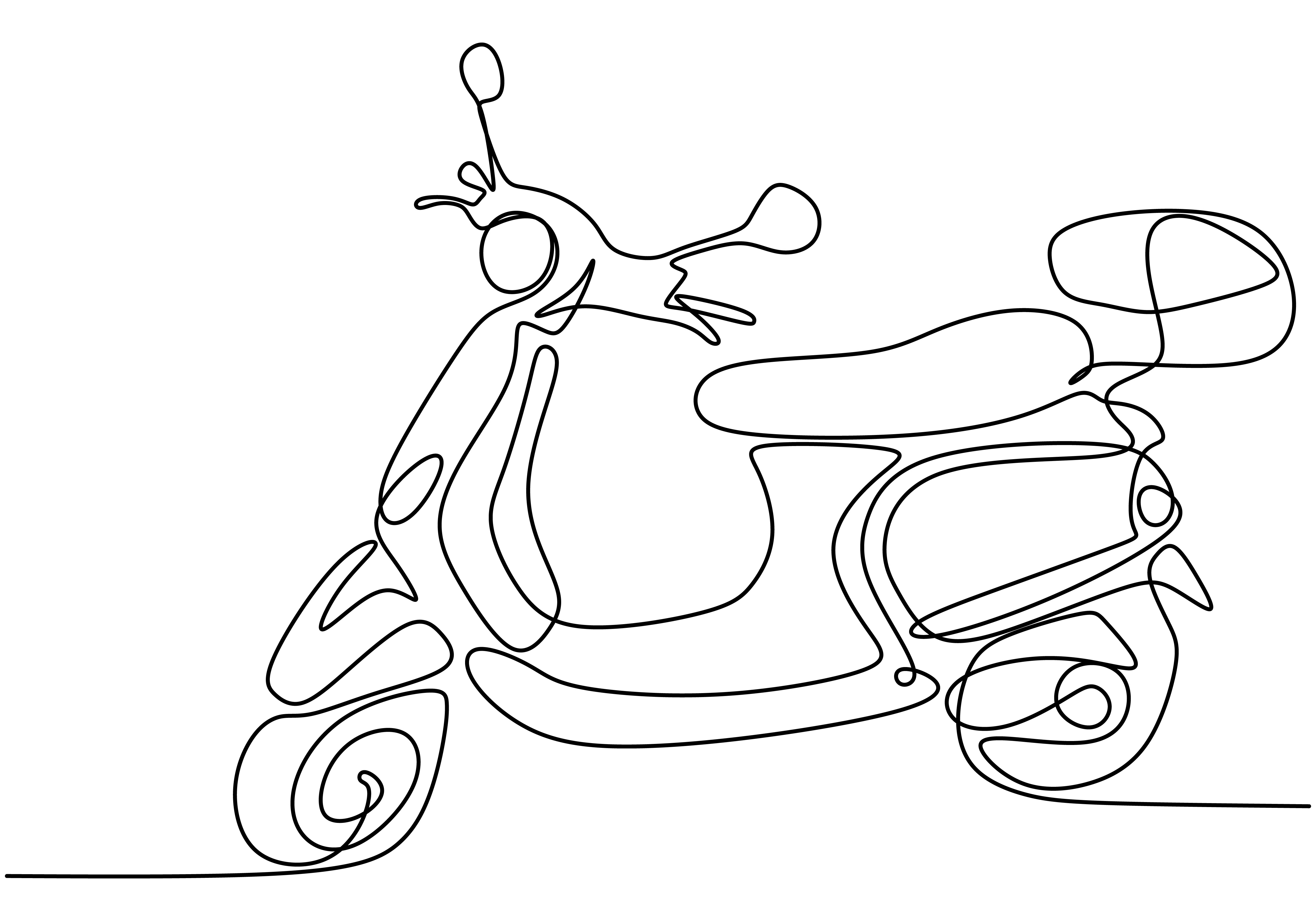 linha de scooter desenhando linha reta de moto com design