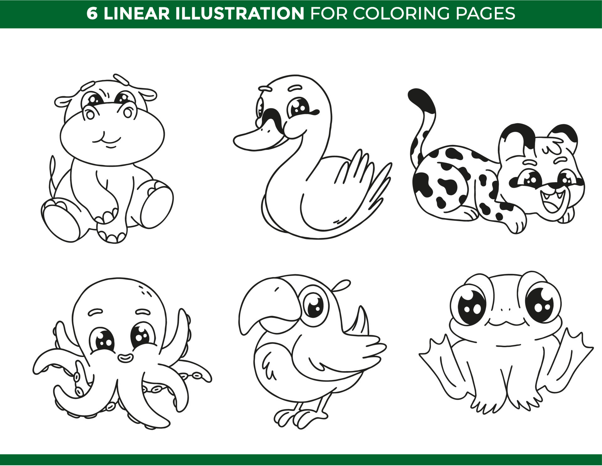 personagens de animais fofinhos para colorir página 2023 18971422 Vetor no  Vecteezy
