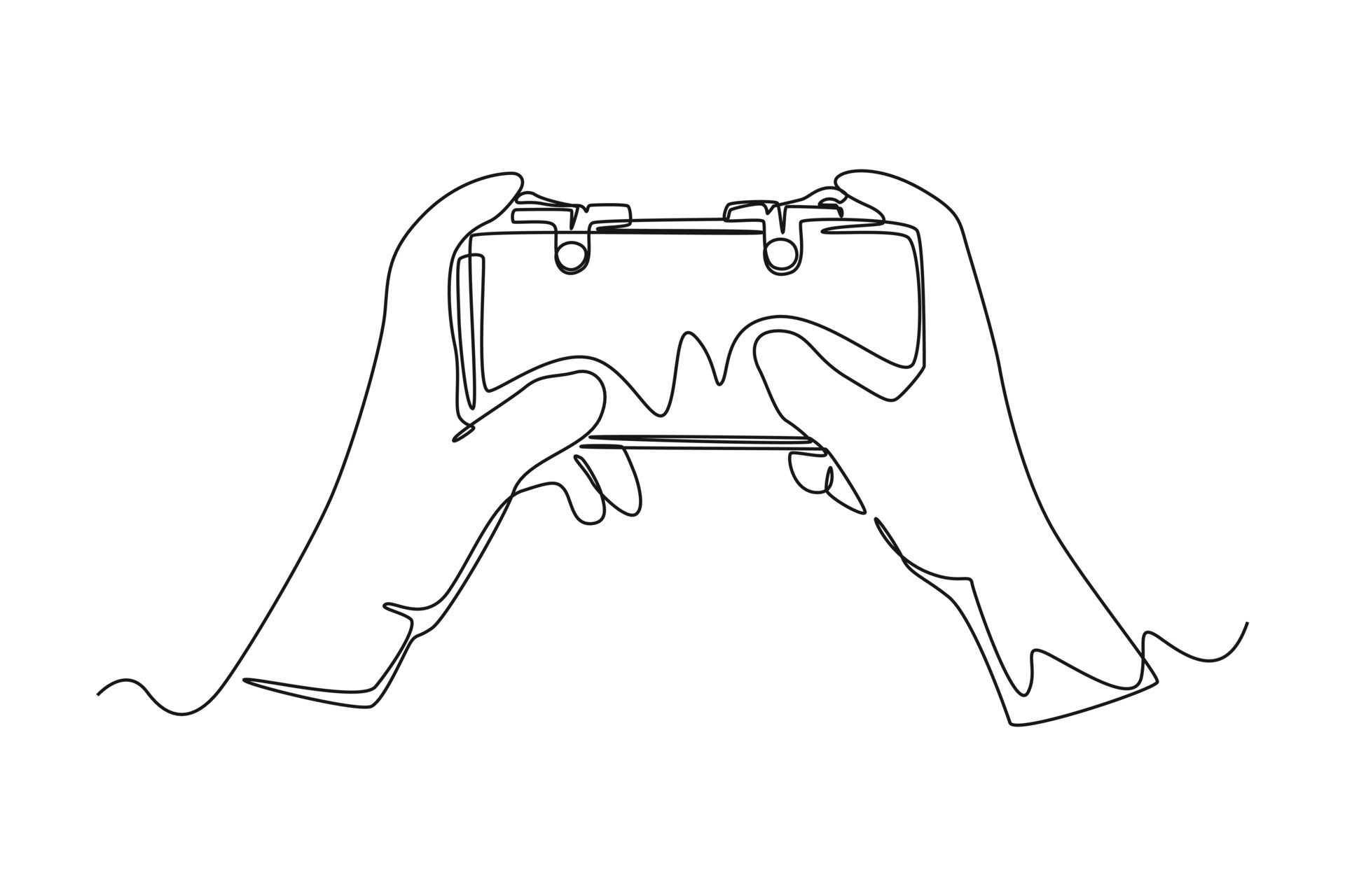 desenho contínuo de uma linha jogando um videogame interativo em