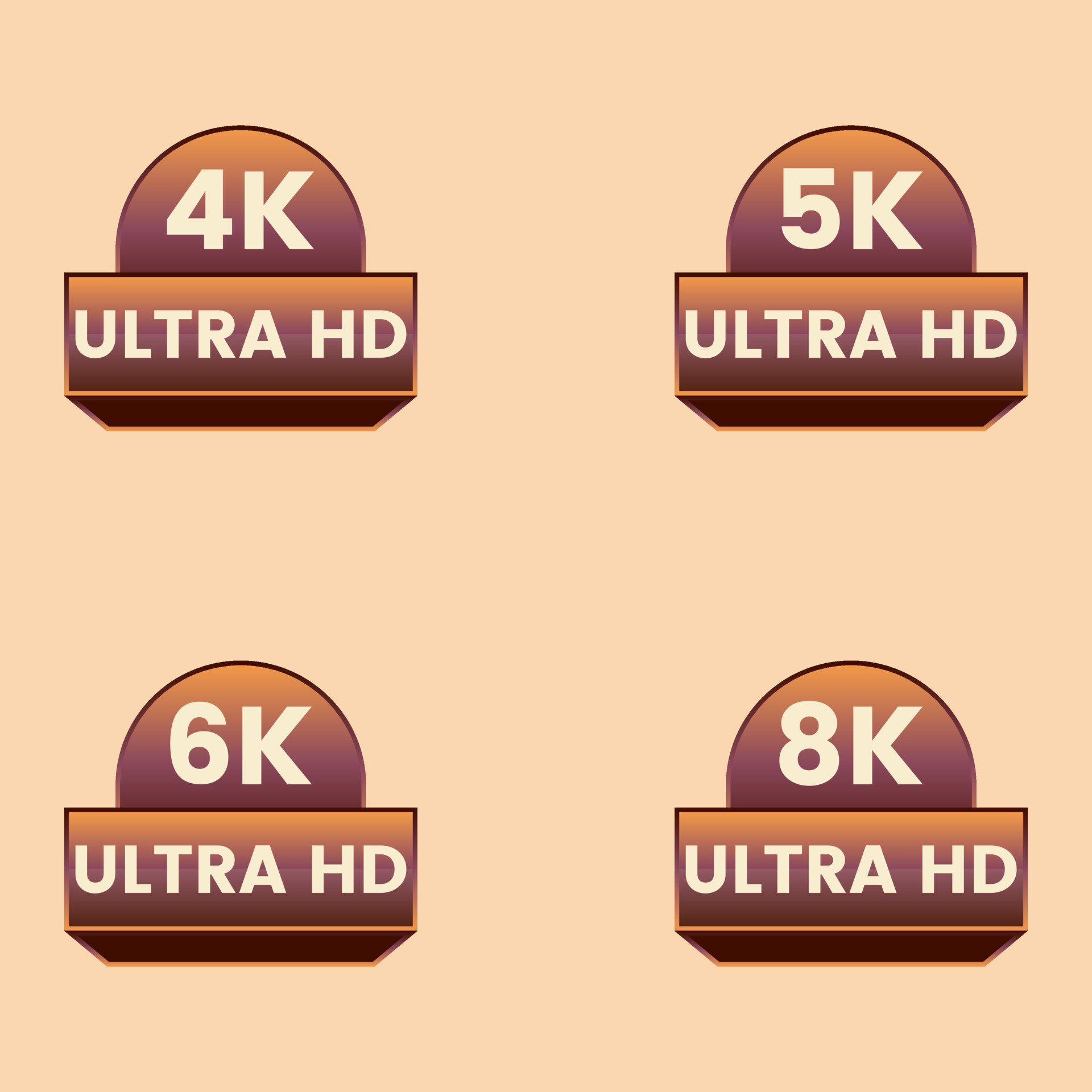 ícone De Vídeo 4k Dourado Vetor PNG , Botão De Vídeo 4k, Logotipo