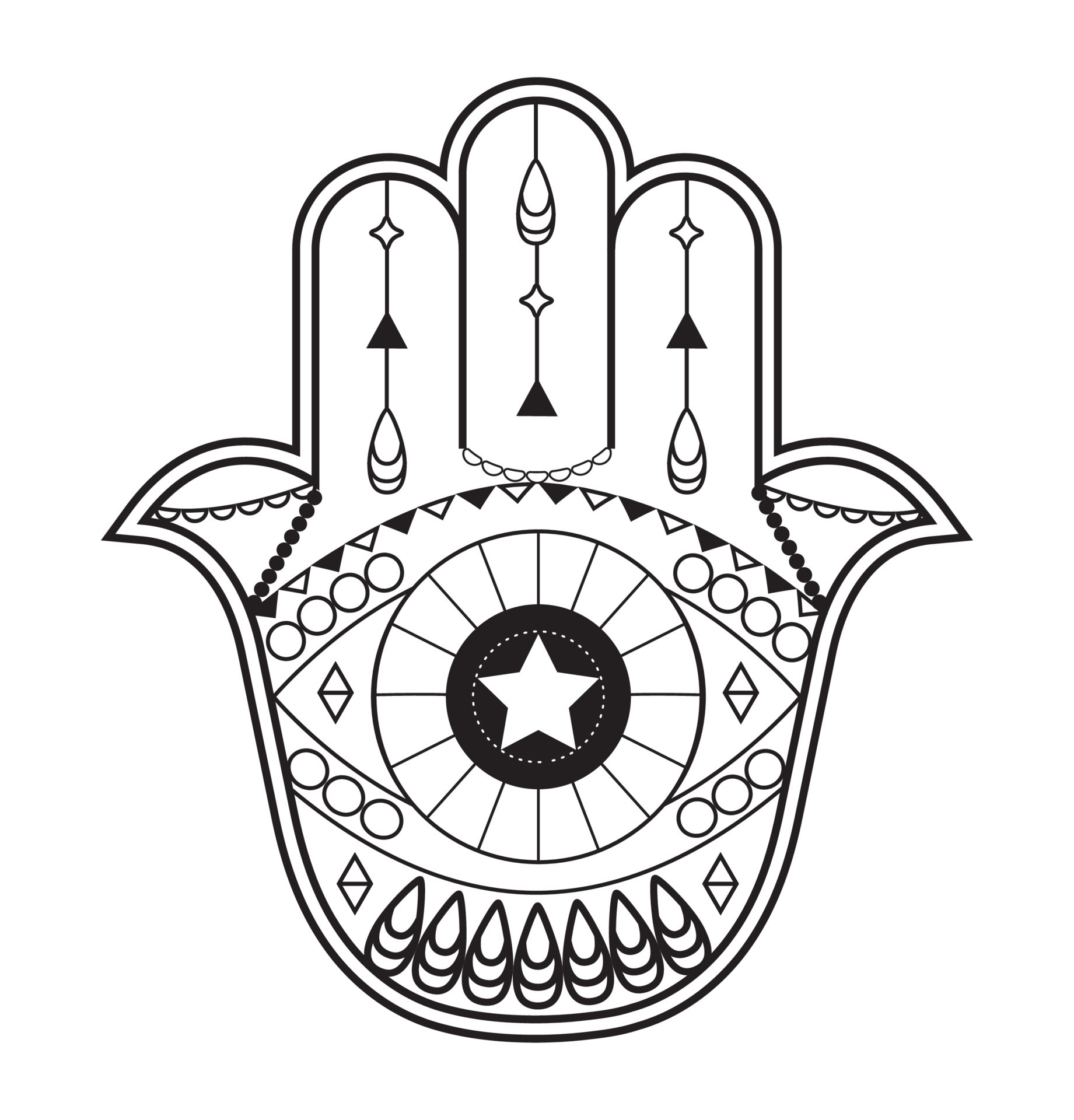 Um conjunto de tatuagens de mão hamsa.