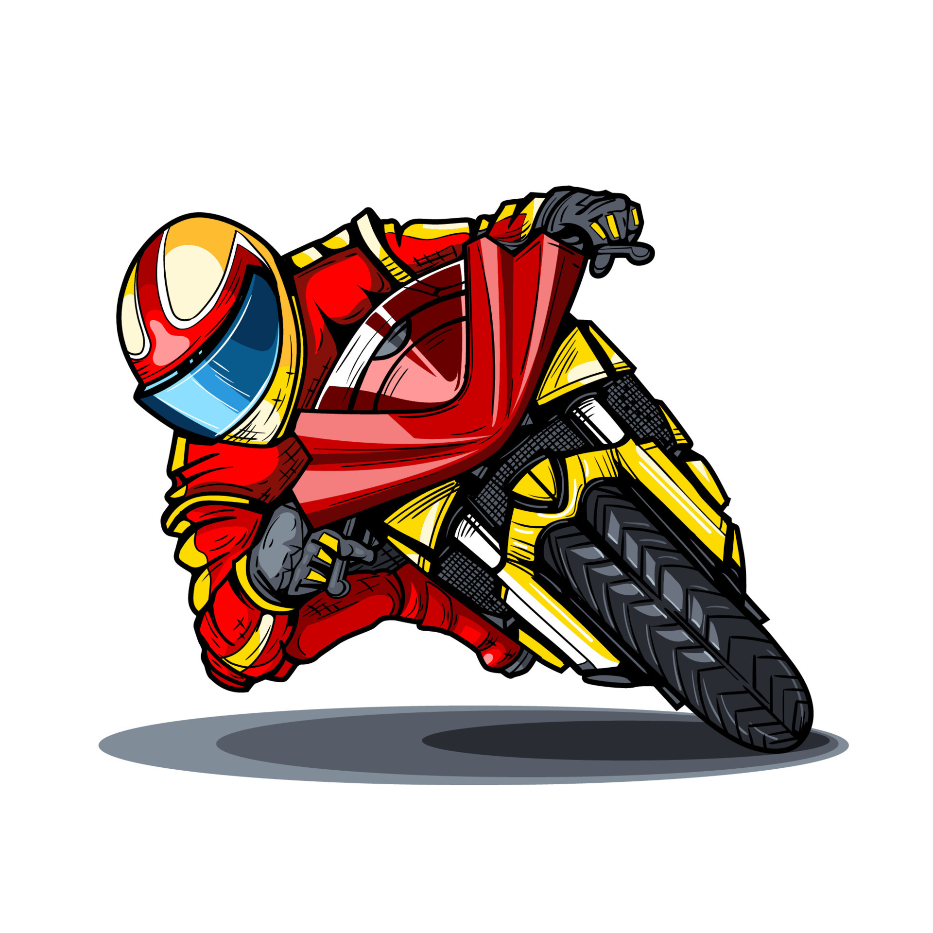 Desenho de piloto de corrida em motocicleta em alta velocidade