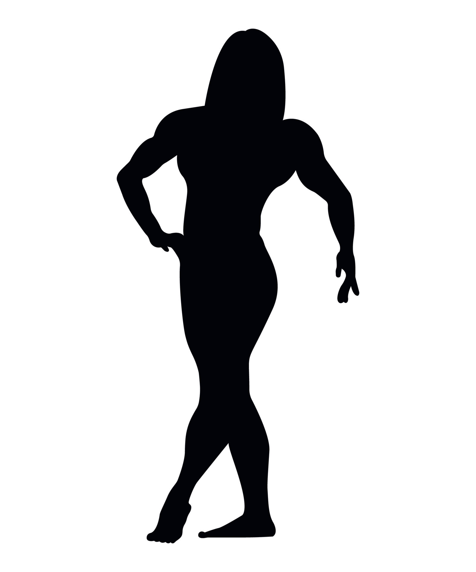 ilustração vetorial de silhuetas negras de fisiculturista feminina
