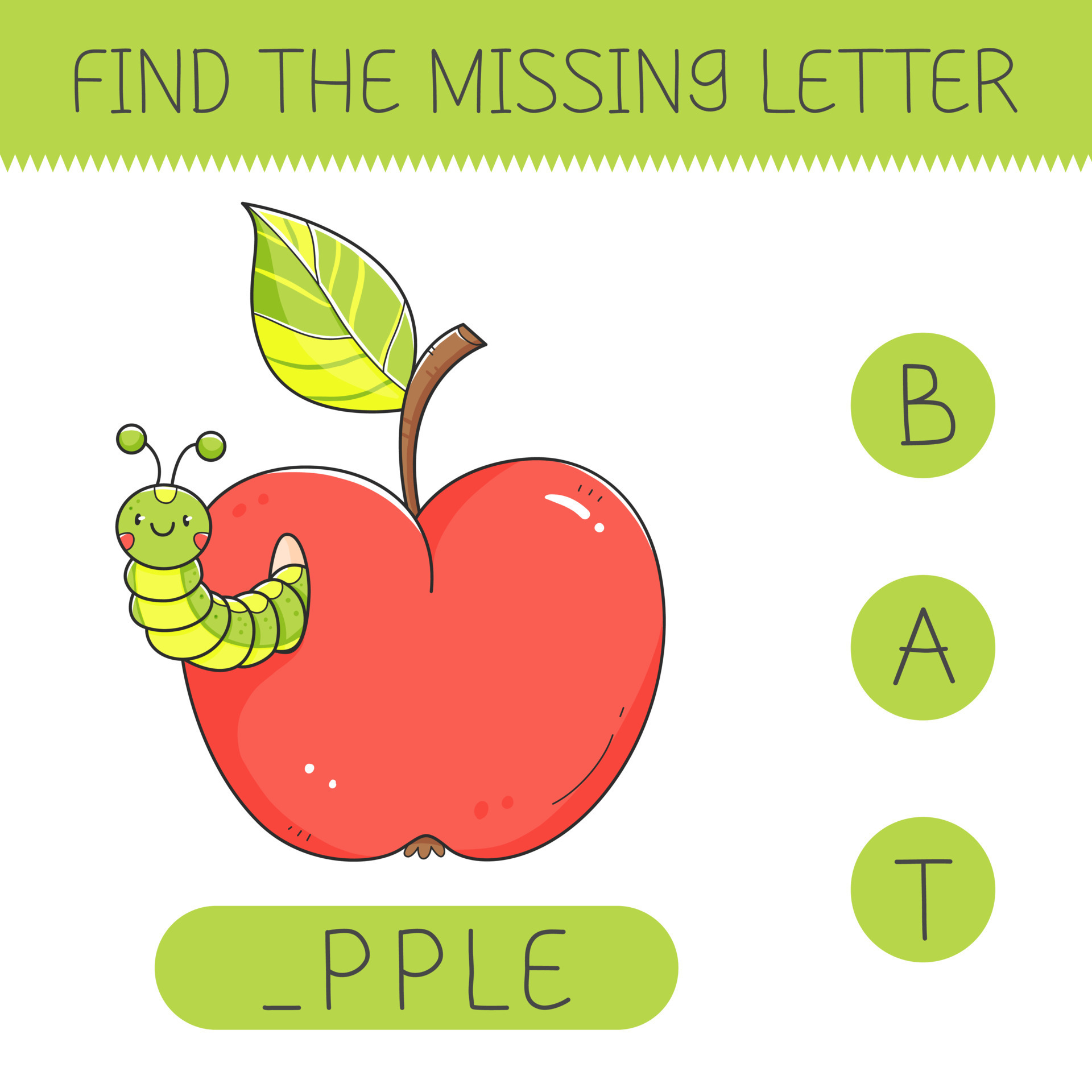 Encontre a carta que falta com kiwi bonito dos desenhos animados. jogo  lógico educacional para aprender letras.