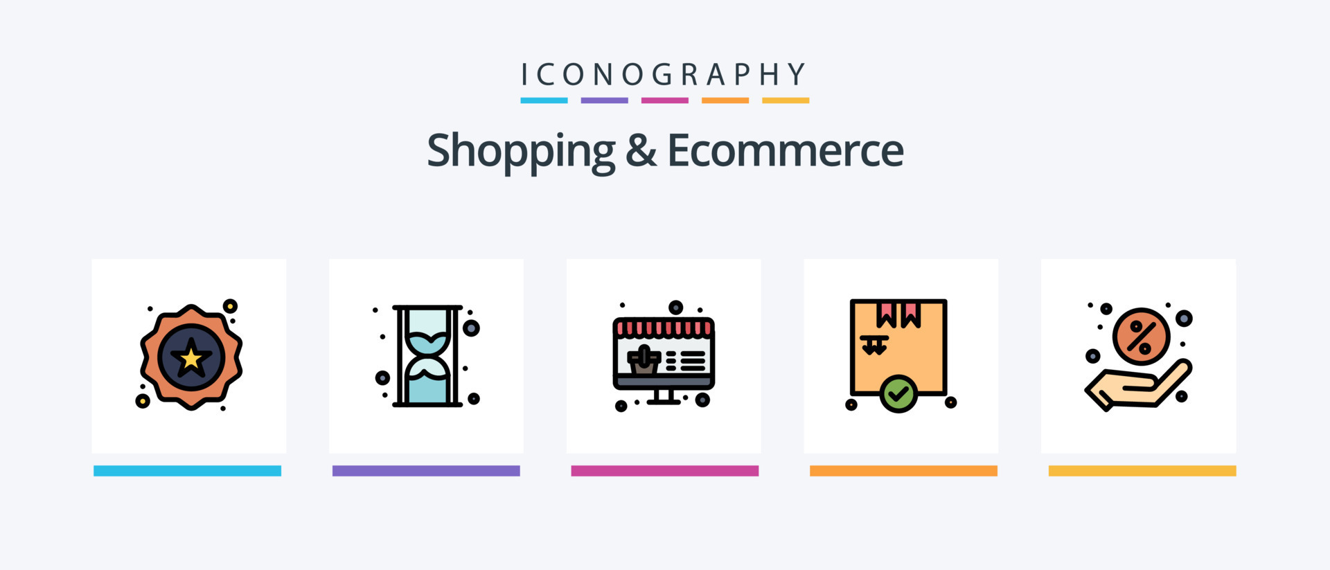 a linha de compras e comércio eletrônico preencheu o pacote de 5