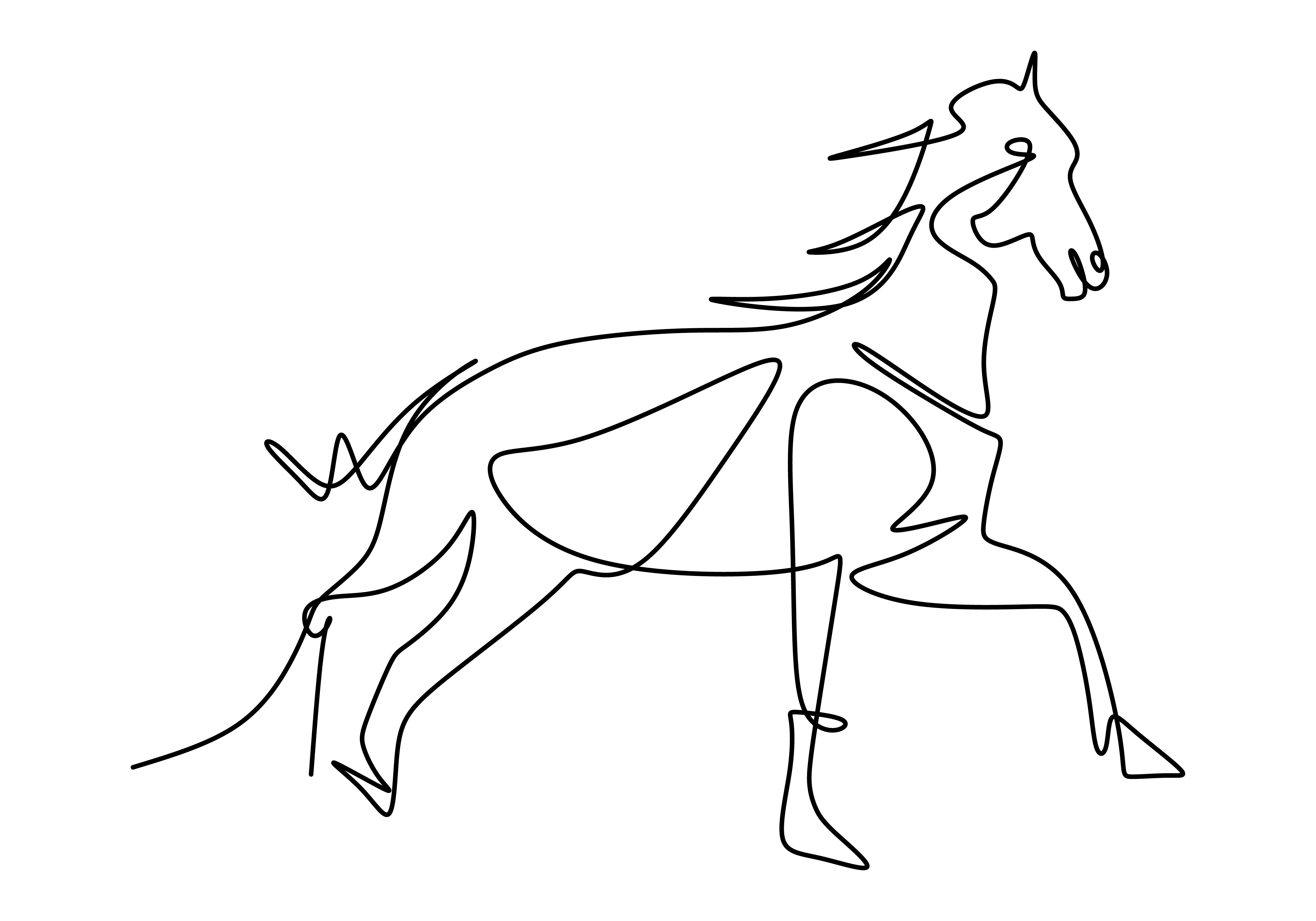 um desenho de linha contínuo do boneco cavalo de madeira clássico