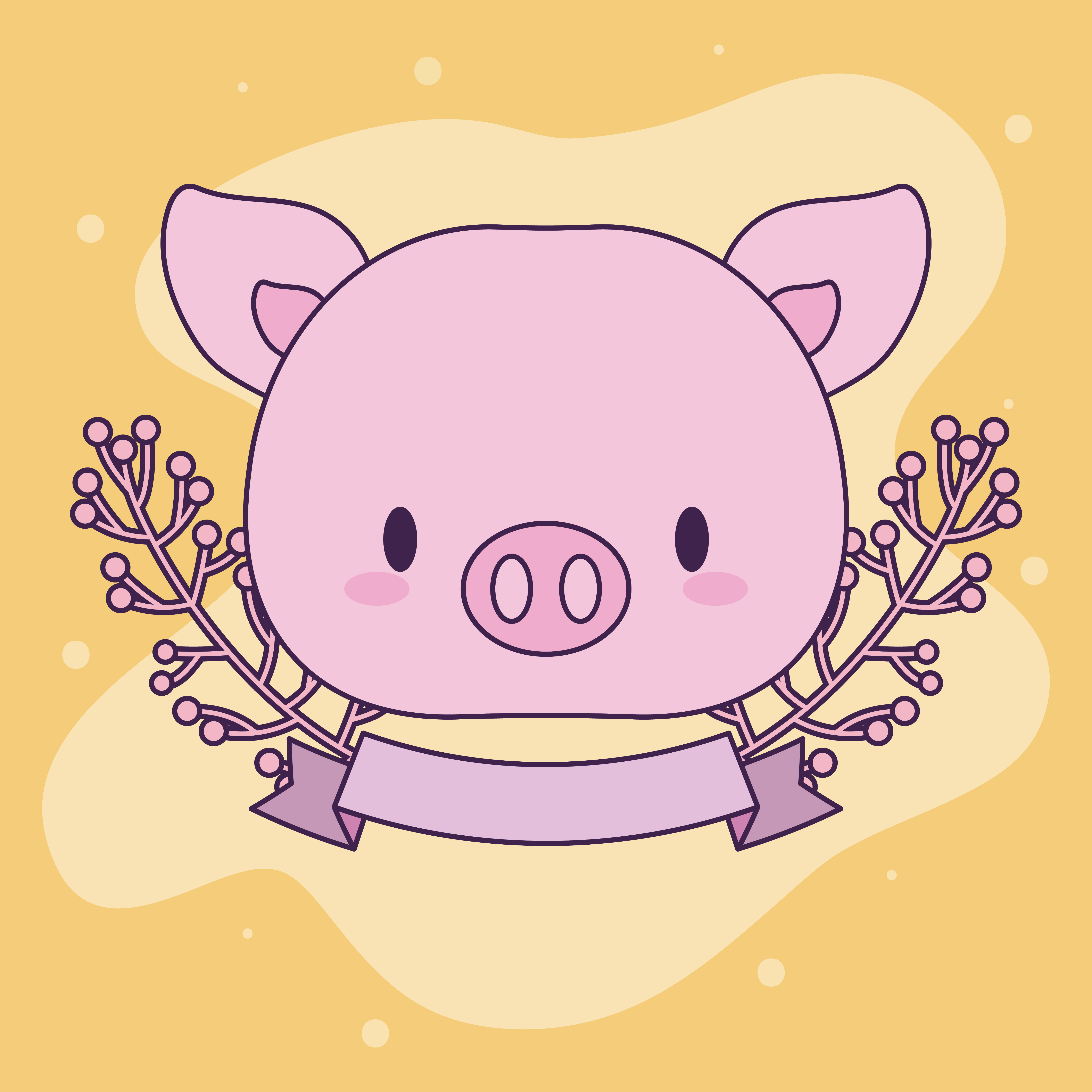 desenho de porco kawaii segurando flores. ilustração de design para  adesivos e roupas 2889806 Vetor no Vecteezy