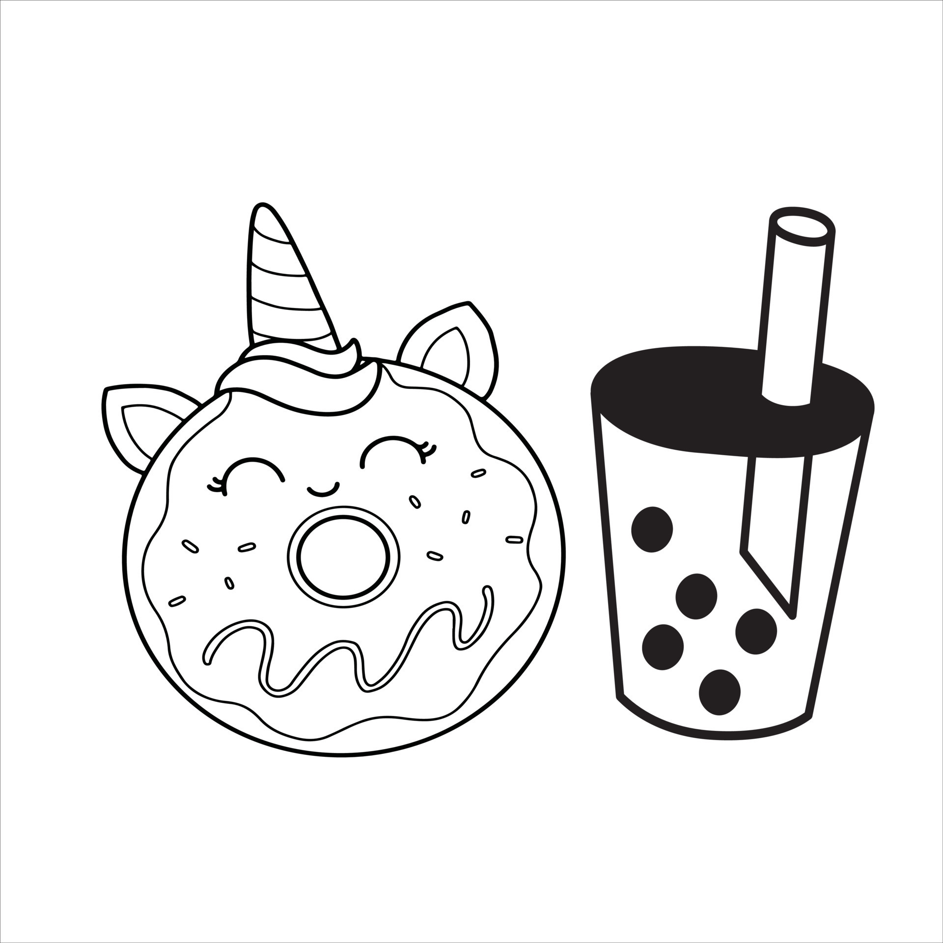 Desenho de comida kawaii para colorir para crianças