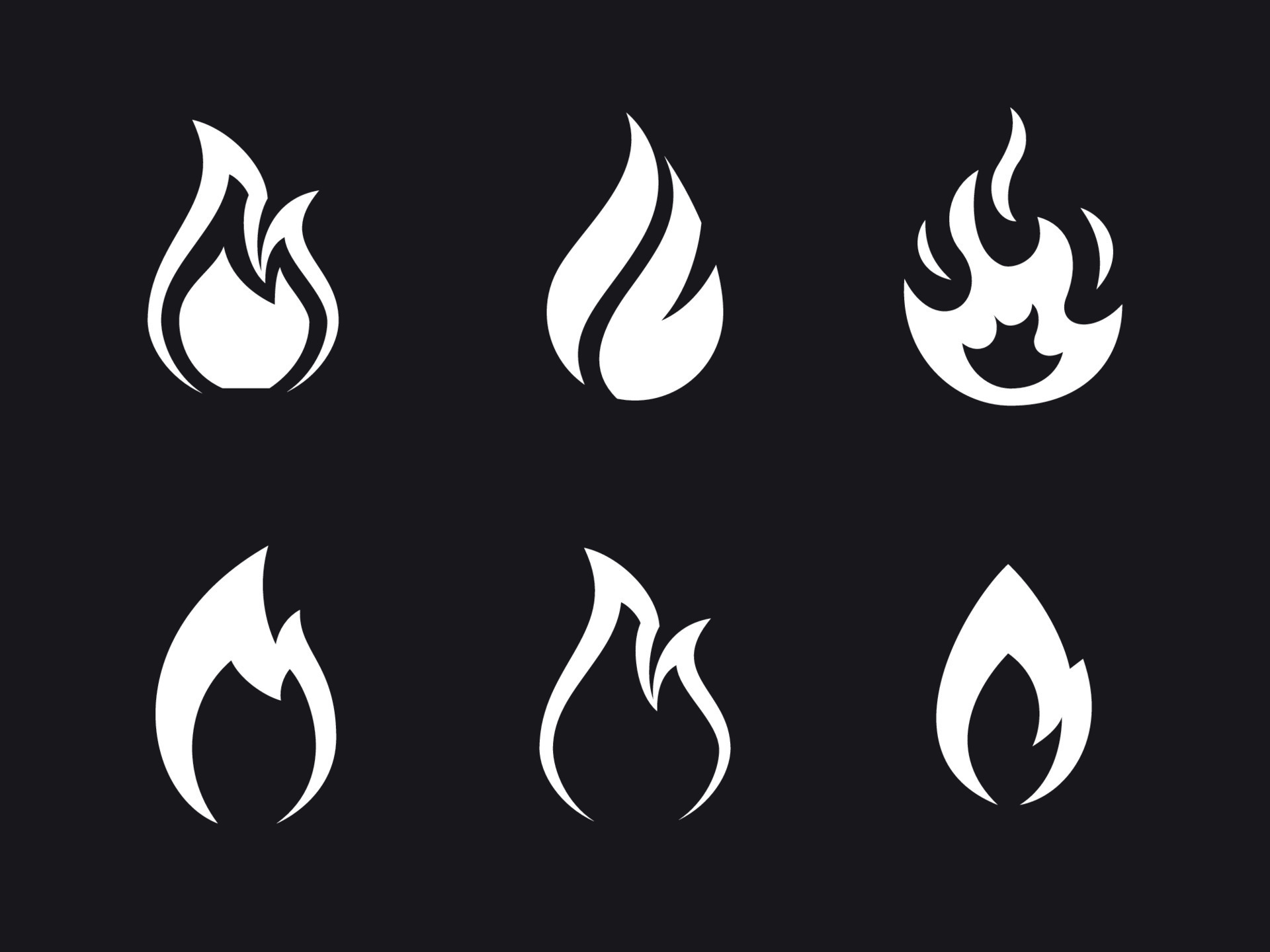 conjunto de ícones de chamas de fogo. branco em um fundo preto 19516221  Vetor no Vecteezy