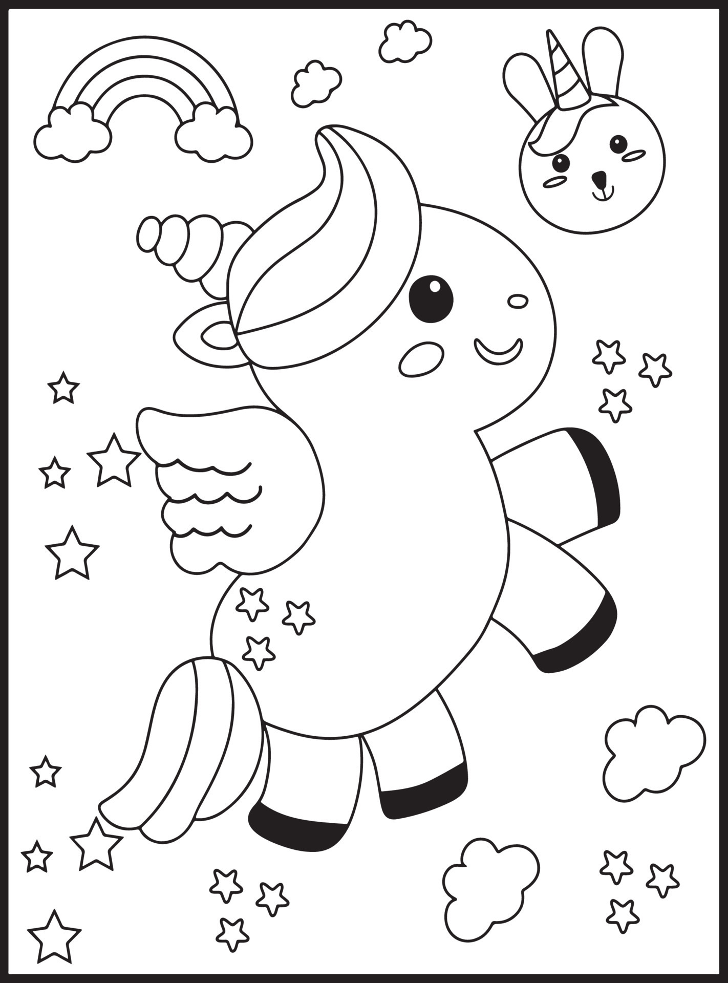 lindos desenhos de unicórnio kawaii para colorir 19549144 Vetor no