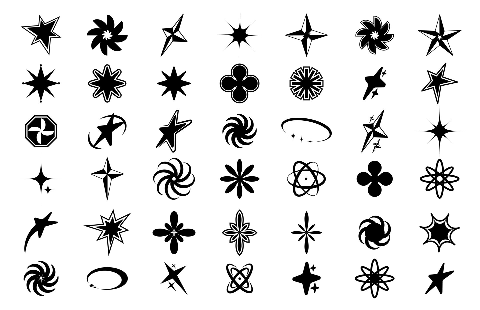 símbolos y2k. ícones de estrelas retrô, delírio ácido na moda e