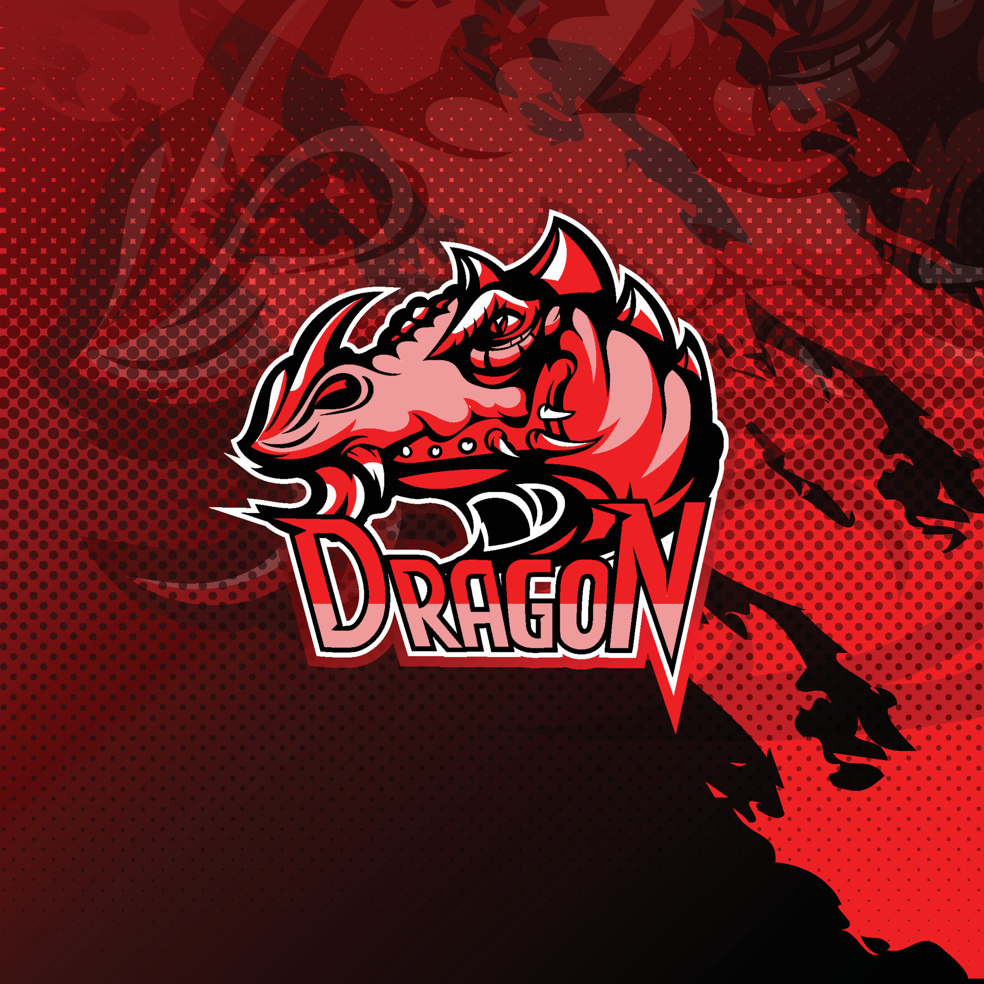 Jogo do logotipo do mascote do dragão roxo para ilustração da equipe  esportiva e esport