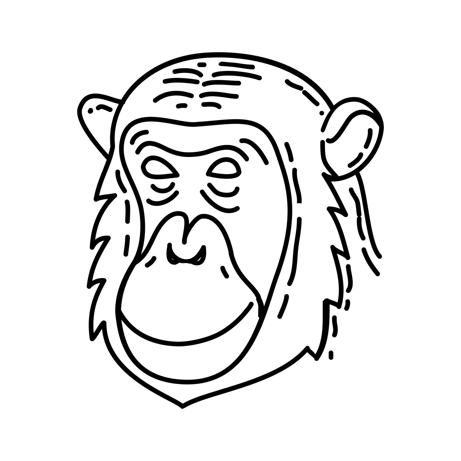 Macaco em estilo simples doodle no fundo branco