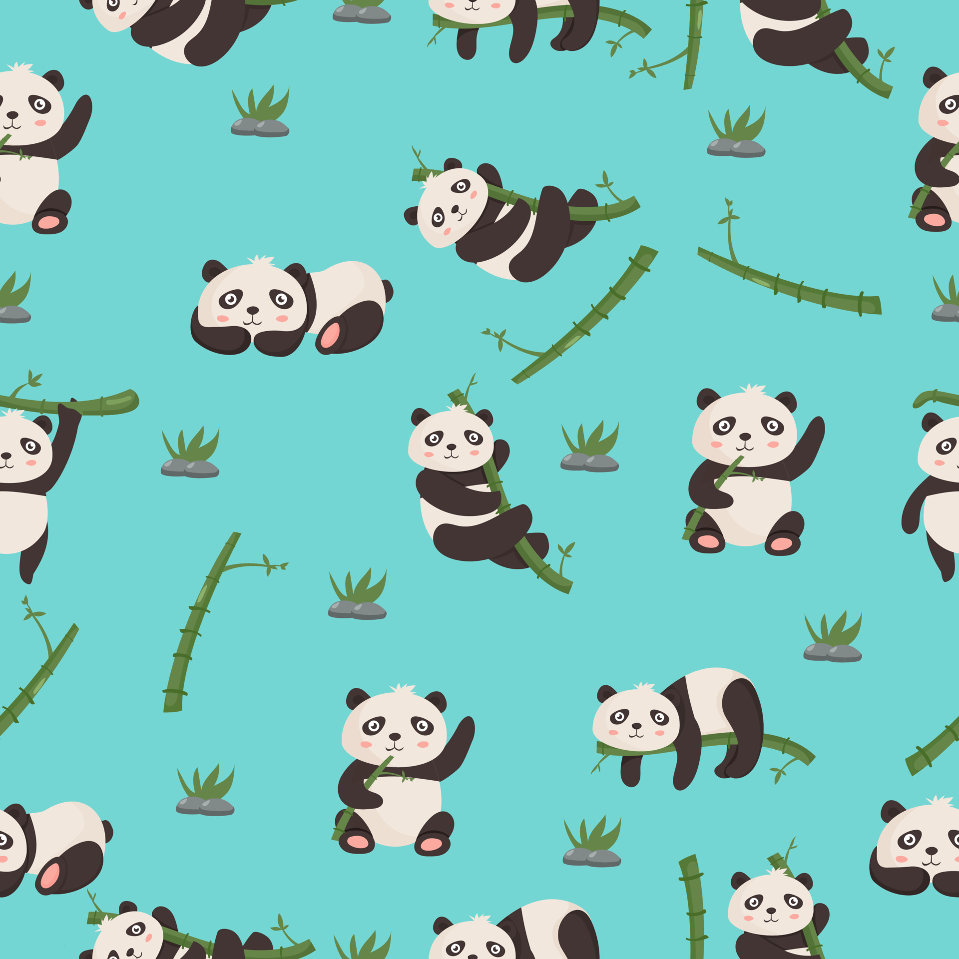 Desenhos animados do urso panda fofo dormindo em bambu boa noite