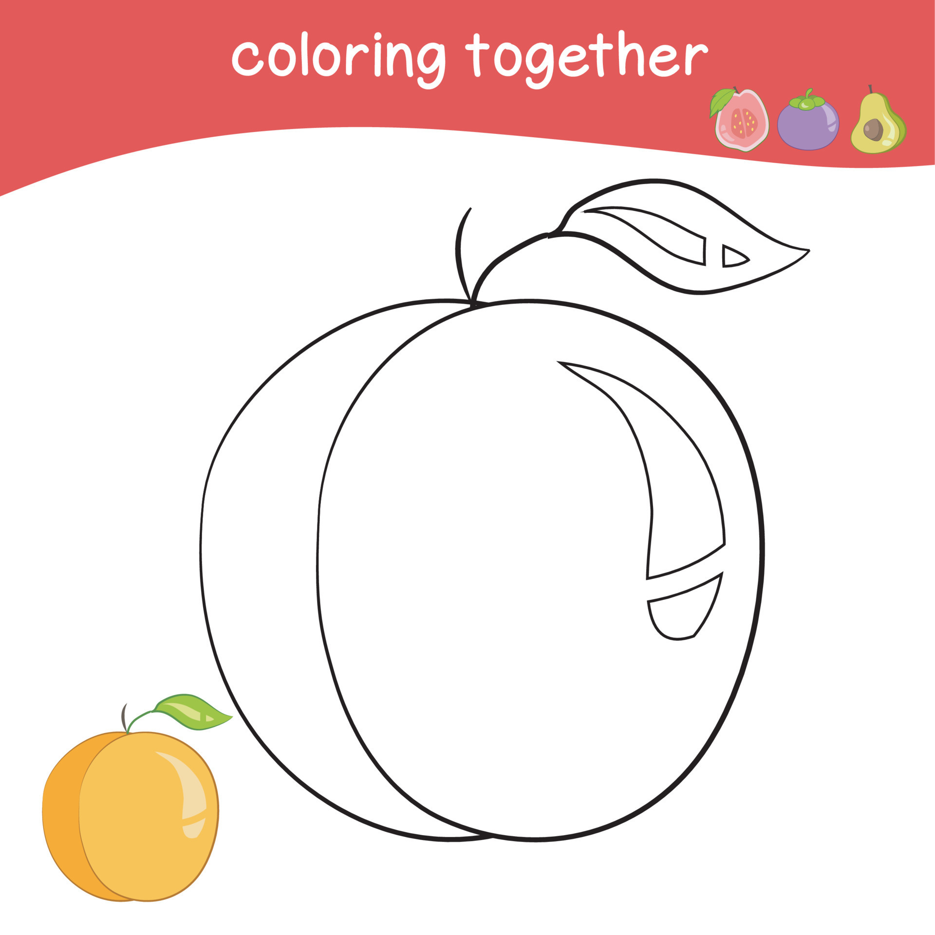 Ilustração Vetorial Frutas Colorir Página imagem vetorial de