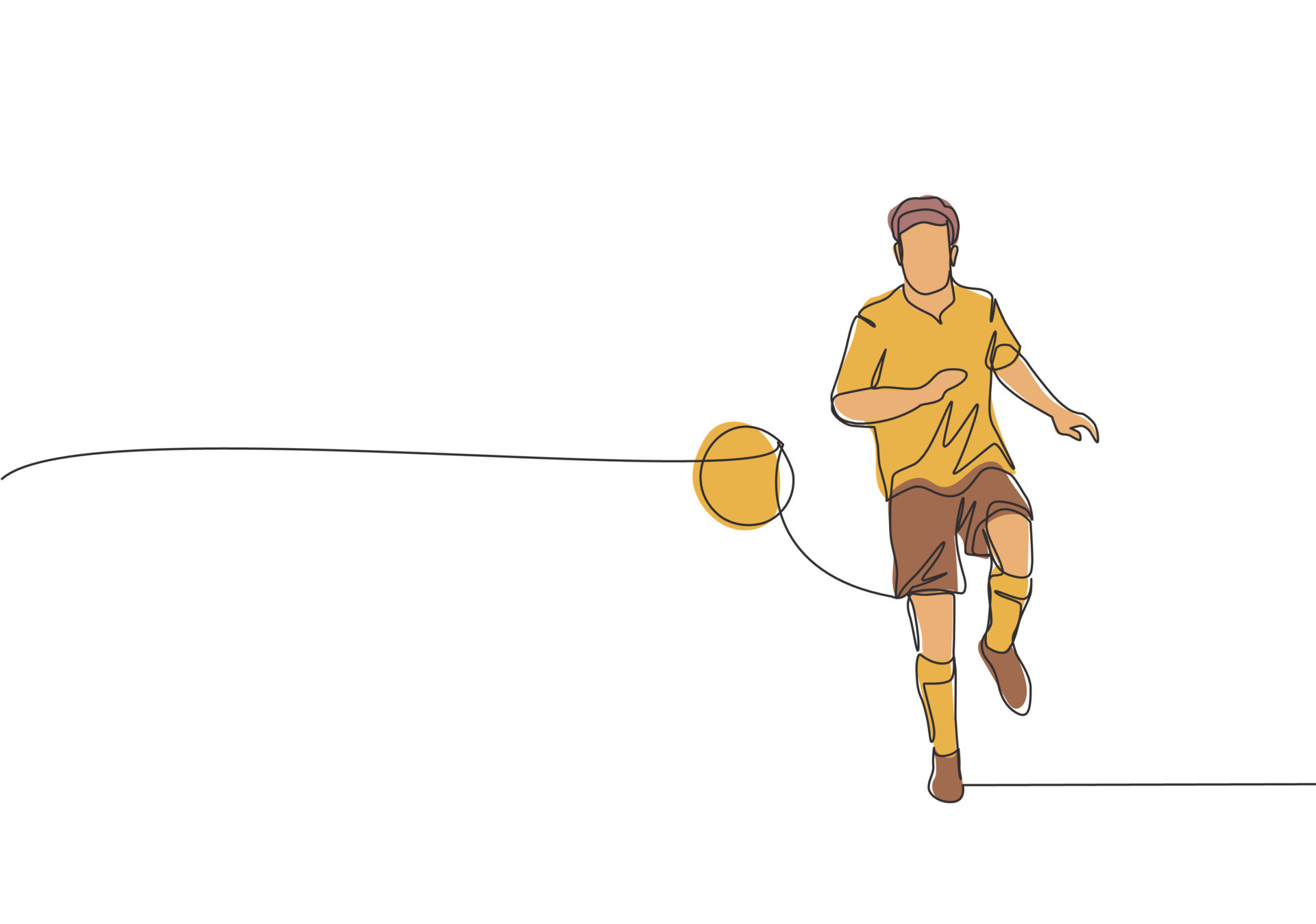 solteiro 1 linha desenhando futebol jogador chutes futebol bola