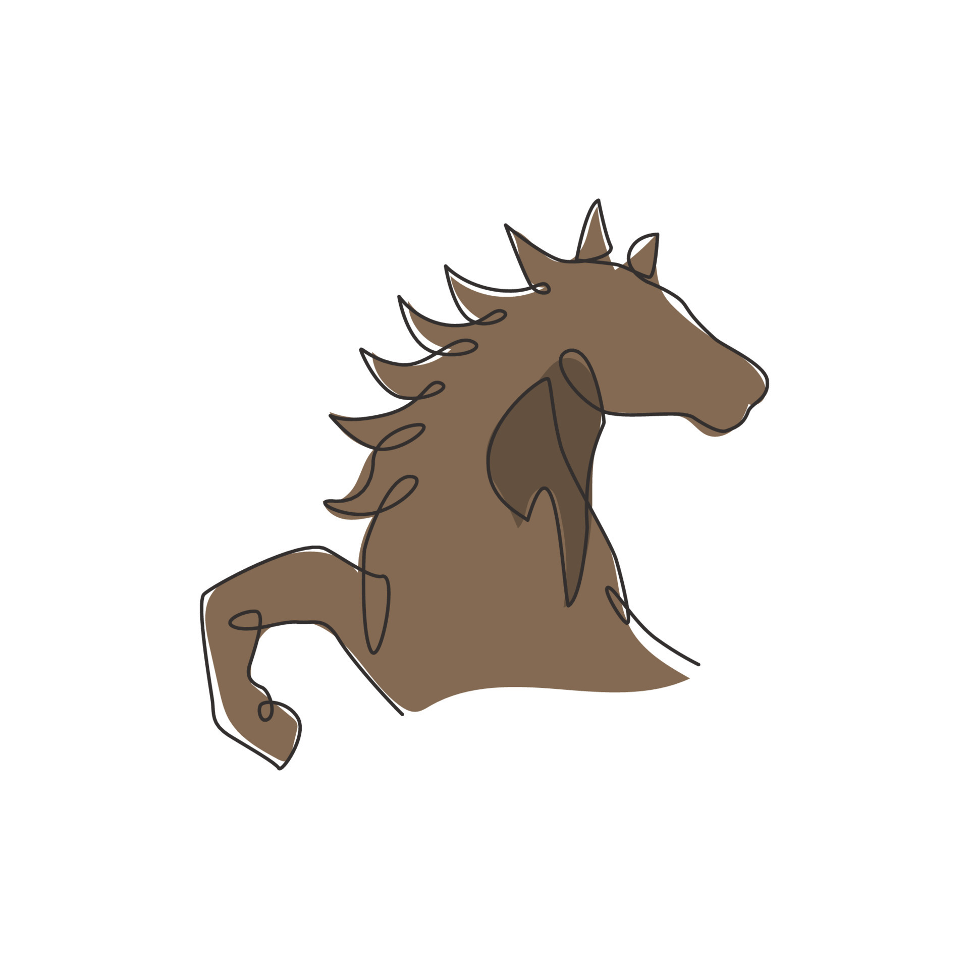 um desenho de linha contínua de um cavalo de elegância de luxo para a  identidade do logotipo da corporação. conceito de símbolo animal de  mamífero de cabeça equina forte. ilustração de desenho