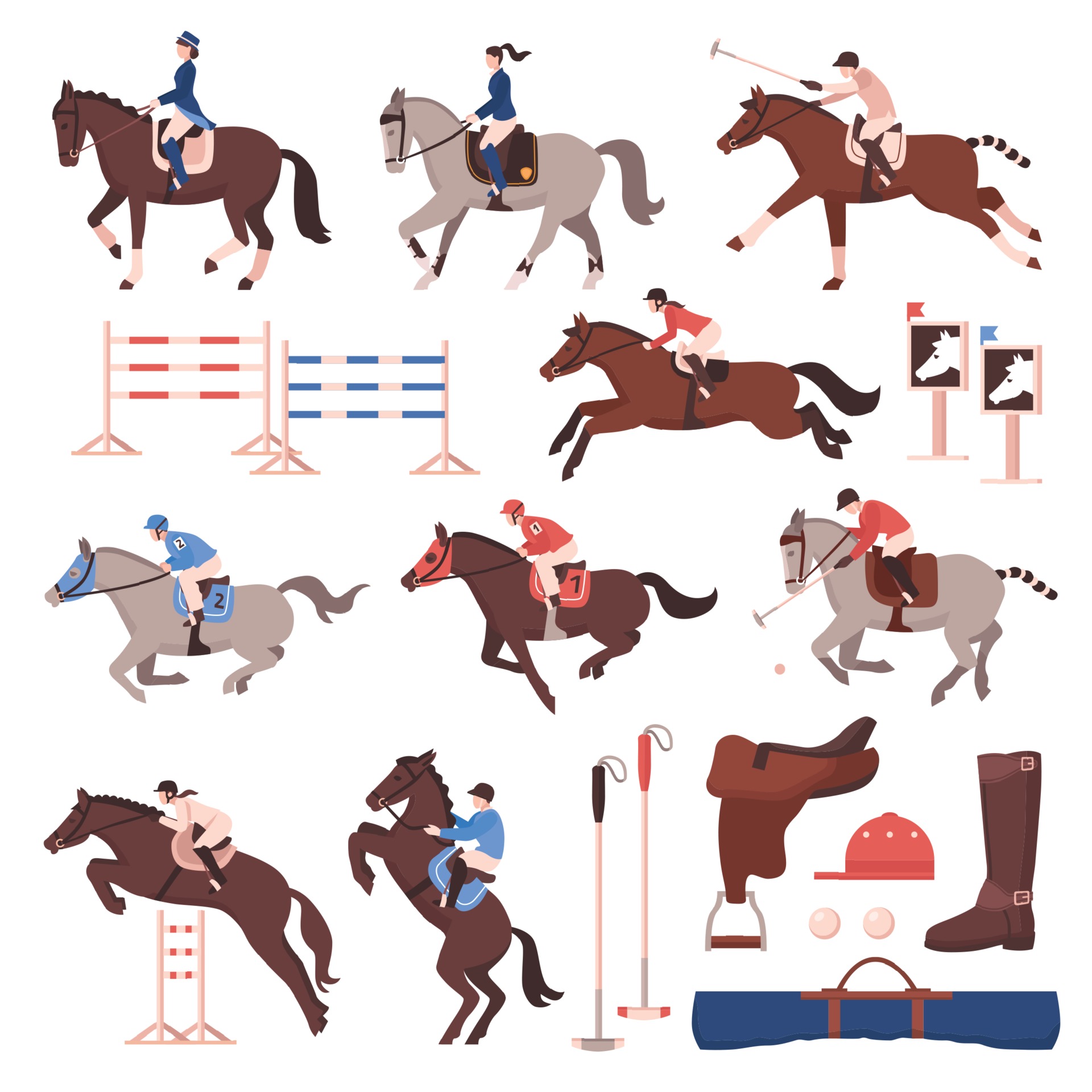 eventos equestres. ilustração de um cavalo com um cavaleiro