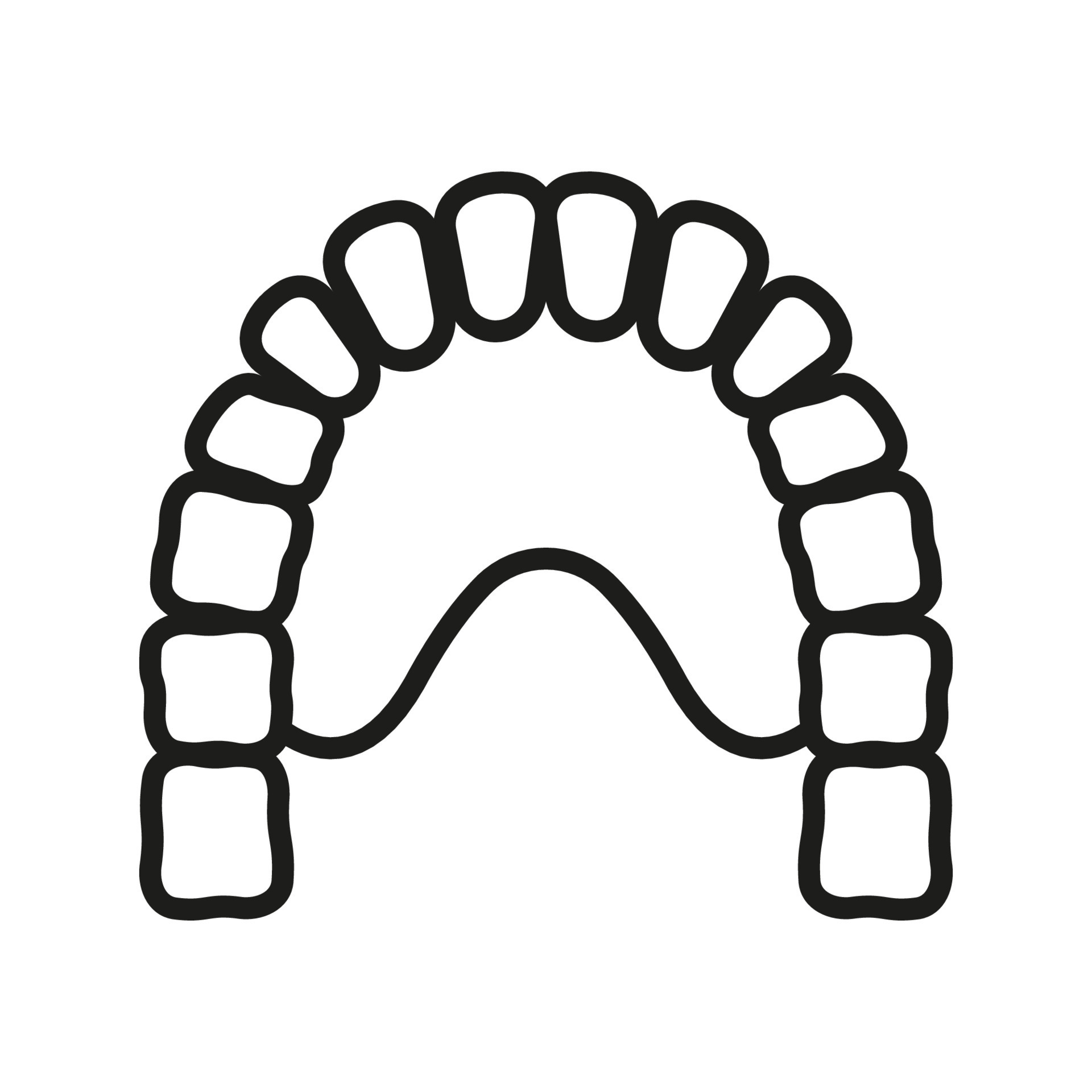 Esboço de anatomia da mandíbula humana, ilustração vetorial no fundo branco