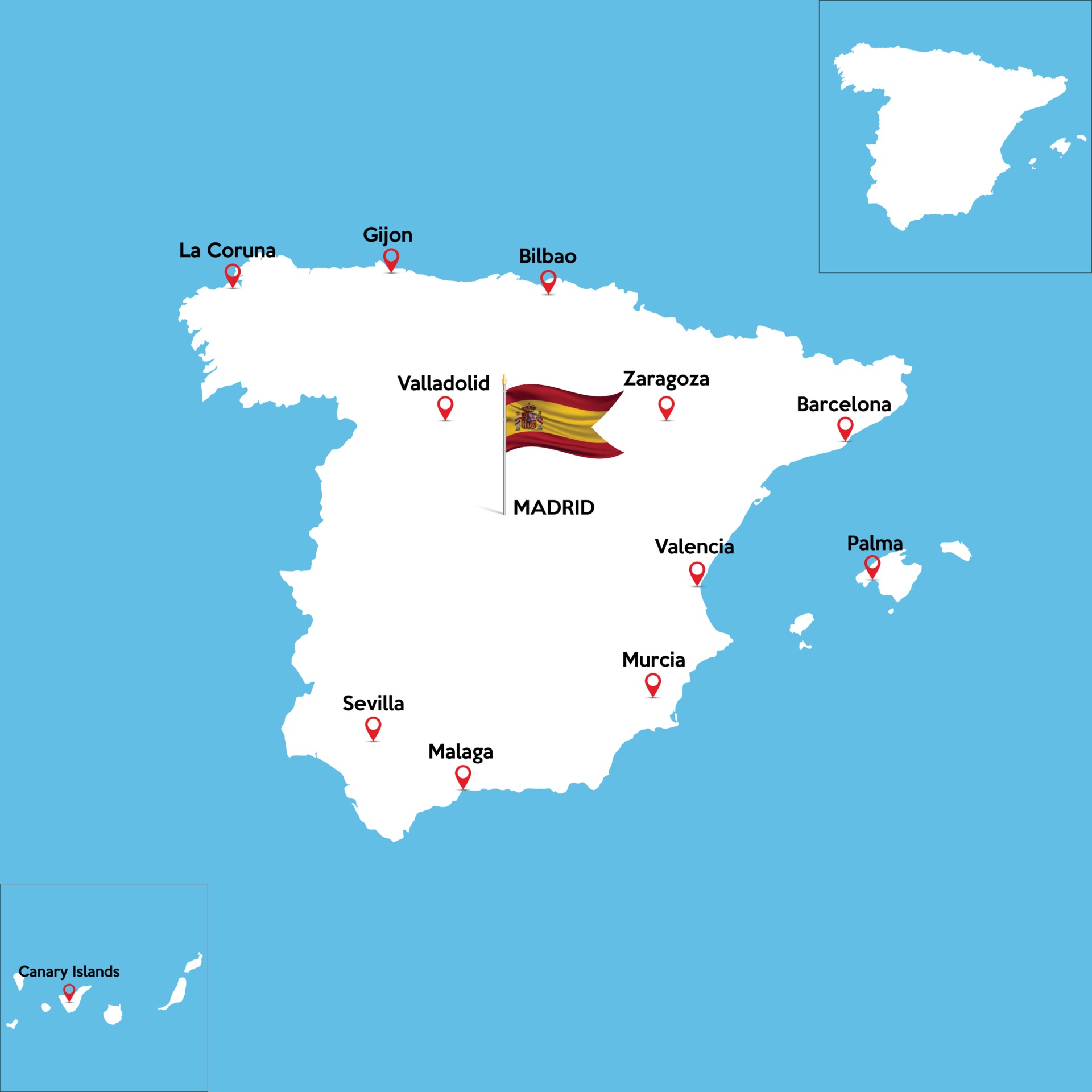 Mapas de Espanha e principais cidades