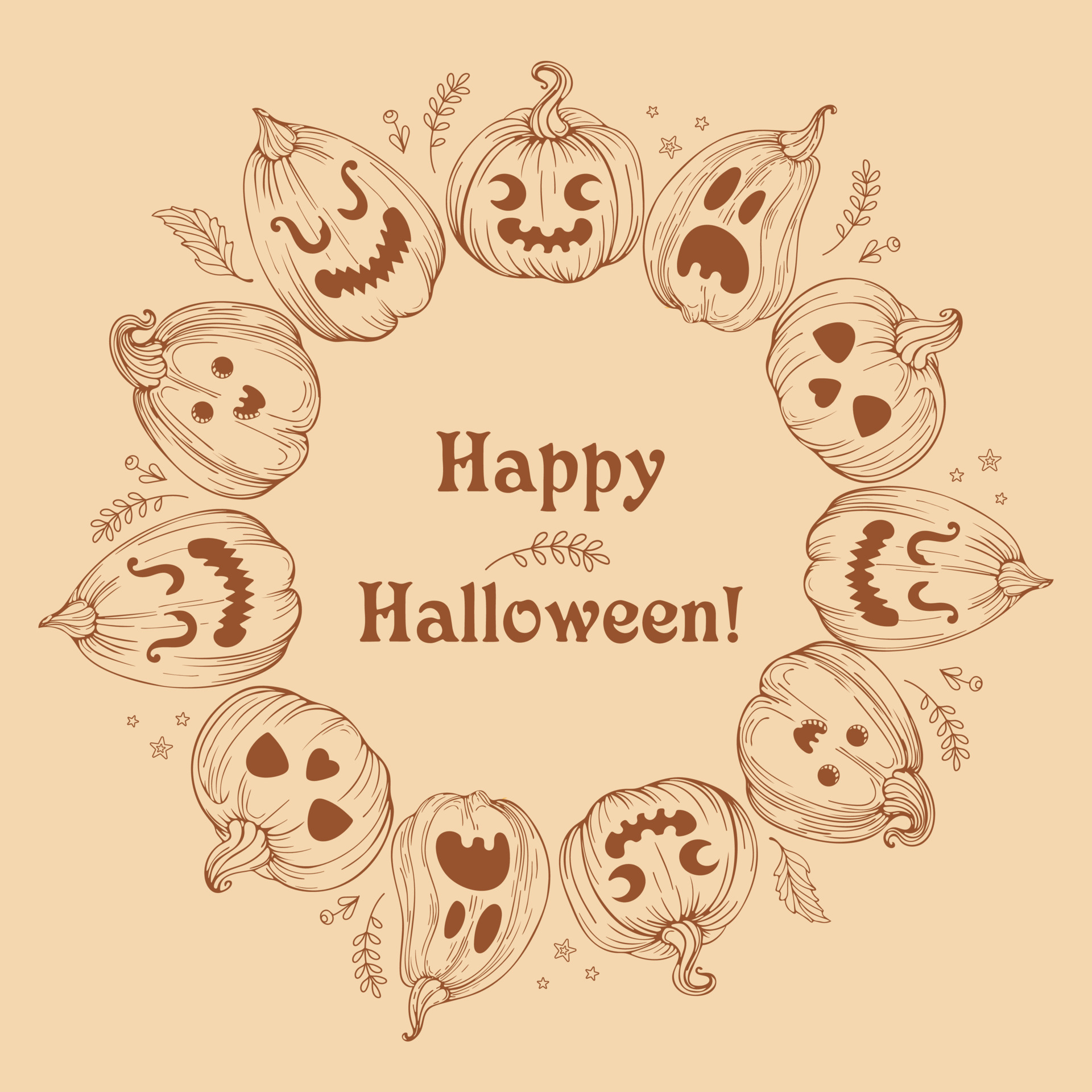 Halloween, o dia mais assustador do ano, desenhado à mão, adesivo