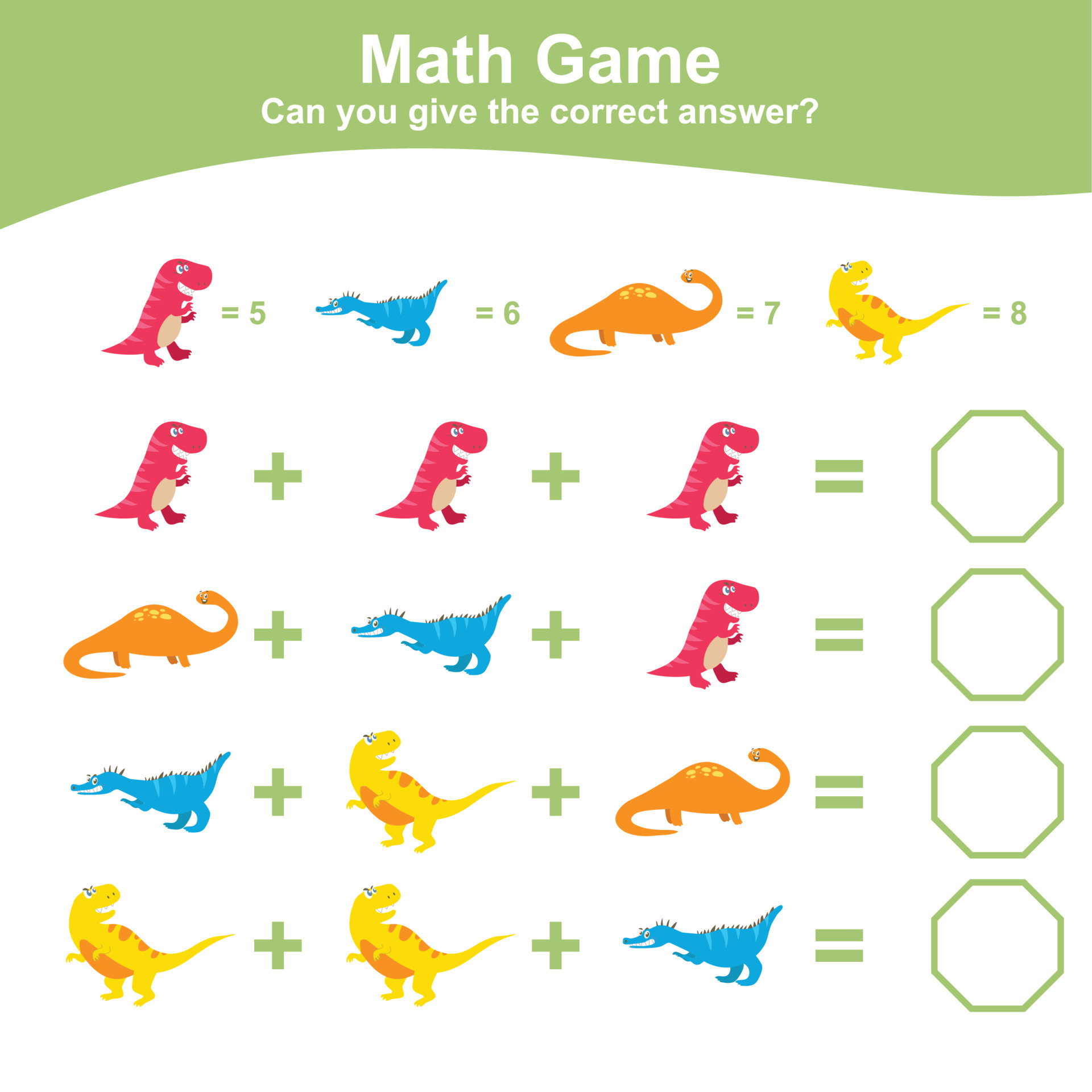 dinossauros tema matemática jogos planilha. matemático atividade