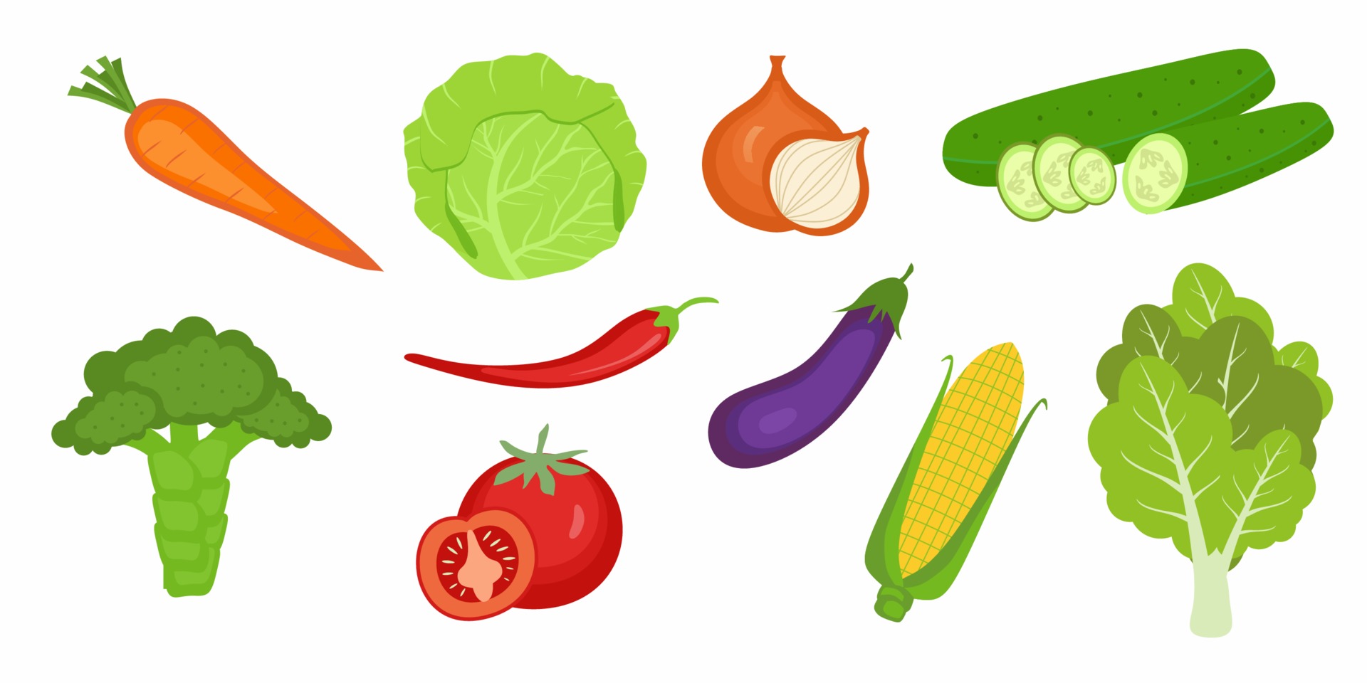 Vegetais Dos Desenhos Animados, Aipo, Abobrinha, Cebola, Cenoura E  Couve-flor. Vegetal Orgânico Fresco, Repolho De Comida Vegetariana E  Pepino. Conjunto De Símbolos Isolados De Vetores De Vegetais Royalty Free  SVG, Cliparts, Vetores