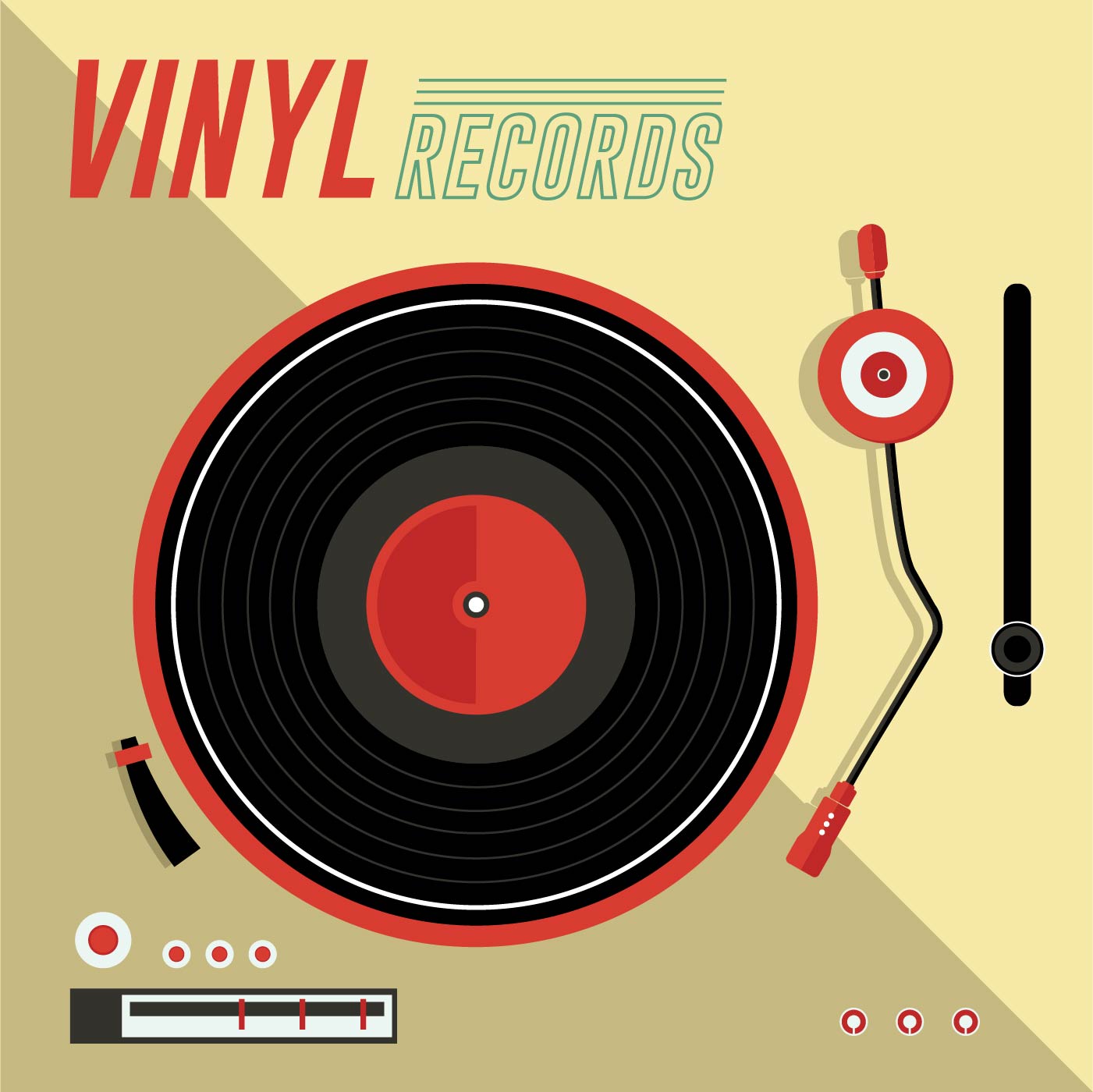 Jogador de discos de vinil. Música retrô. Logo, ícone. Ilustração vetorial  com lugar para texto . vetor(es) de stock de ©katedemianov 166619310