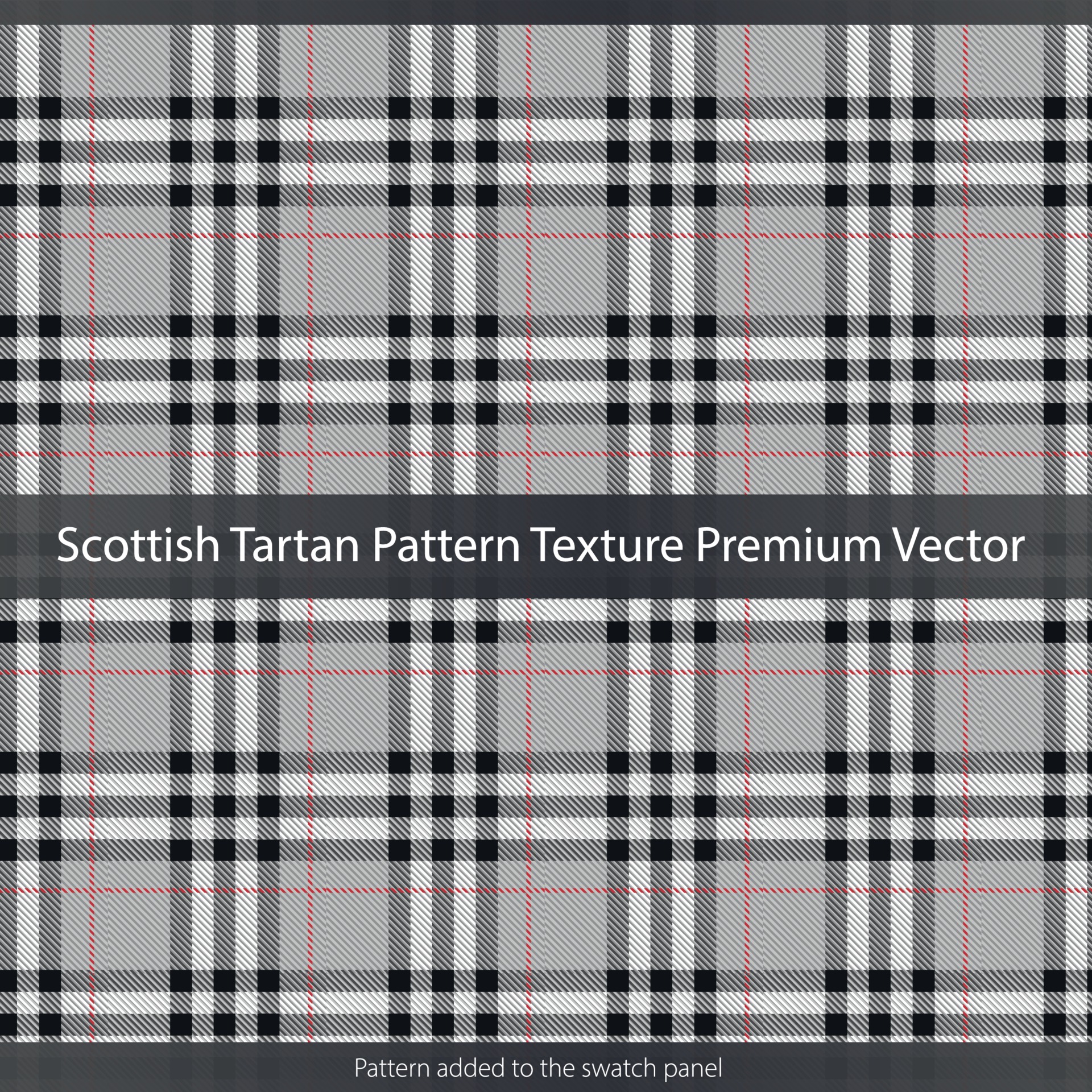 Tartan xadrez preto branco tecido textura sem costura padrão, Vetor  Premium