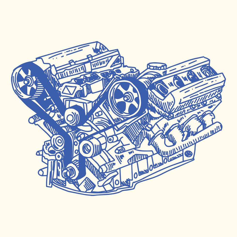 desenho do motor do hot rod v8 215132 Vetor no Vecteezy