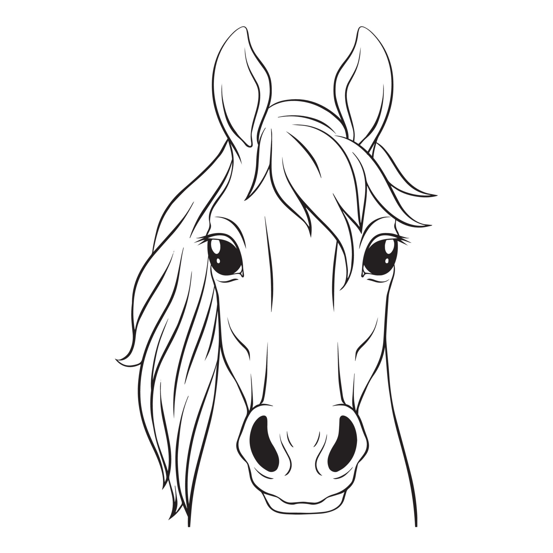 Desenho De Cabeça Cavalo Para Colorir Esboço Vetor PNG , Desenho De Cavalo,  Desenho De Asa, Desenho De Anel Imagem PNG e Vetor Para Download Gratuito
