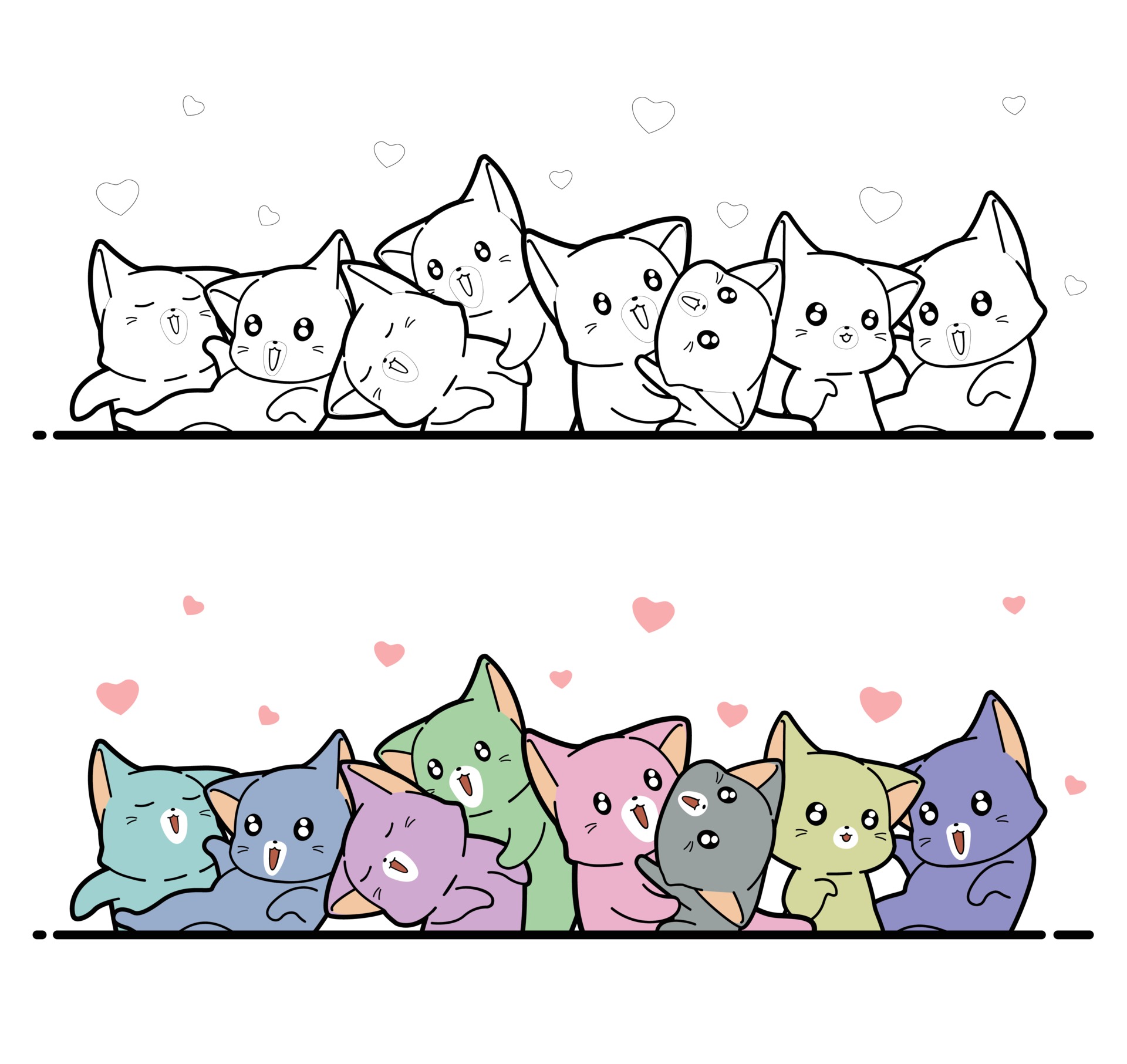 desenho de gatos para colorir fácil para crianças 2234280 Vetor no Vecteezy