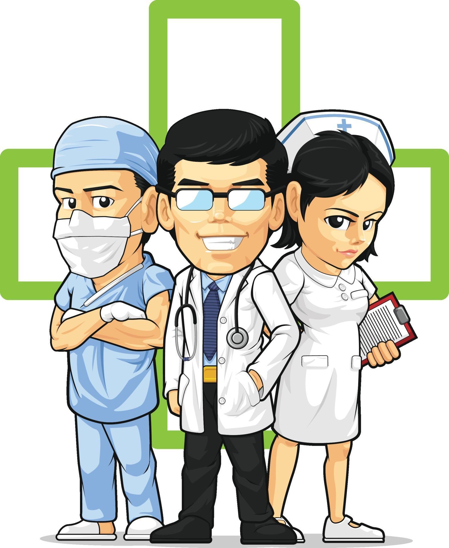 Conjunto De Equipe Médica Dos Desenhos Animados (dentista, Médicos E  Pessoal Médico). Ilustração Vetorial. Royalty Free SVG, Cliparts, Vetores,  e Ilustrações Stock. Image 70488699