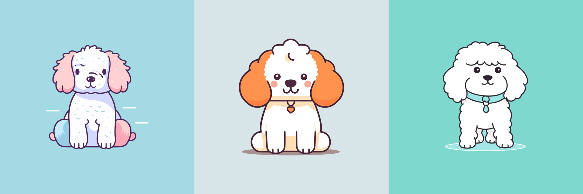 cão kawaii colorido em belo estilo em fundo branco. ilustração