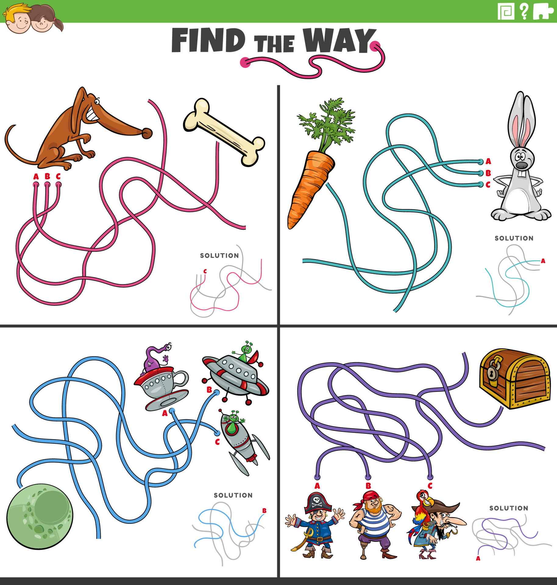 Jogos De Labirinto Com Personagens Engraçados De Desenho Animado