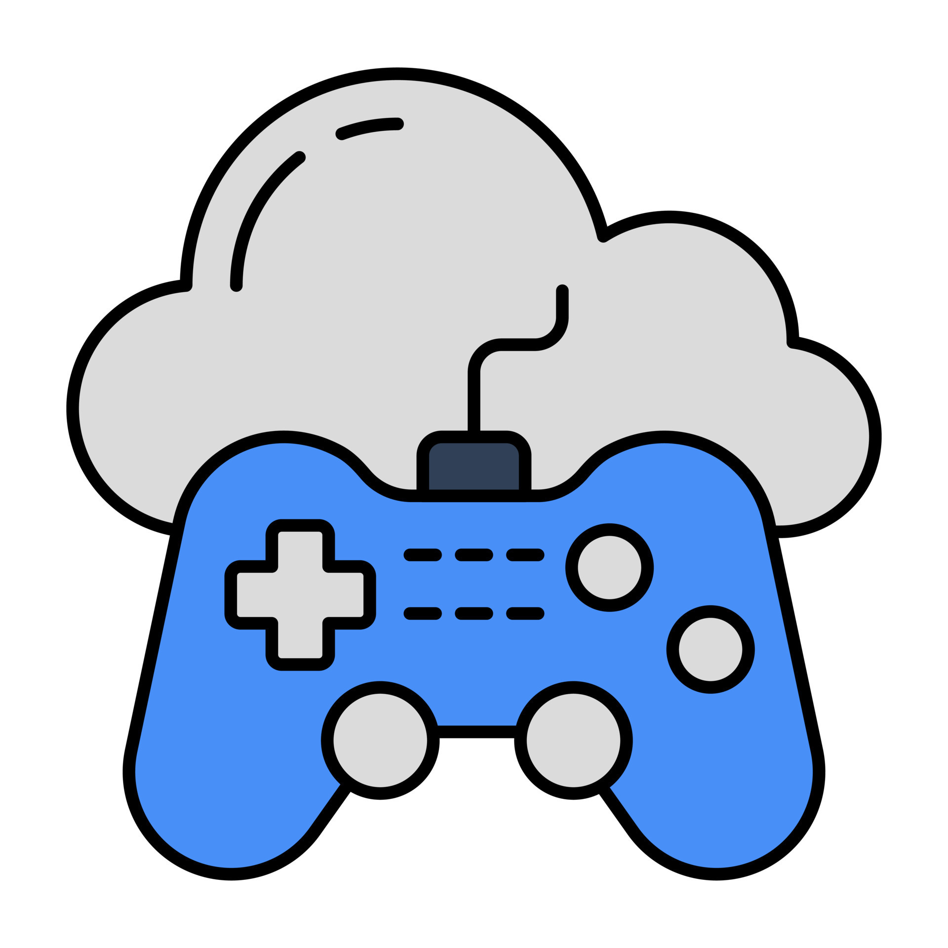 Ícone de jogos em nuvem com gamepad e nuvem