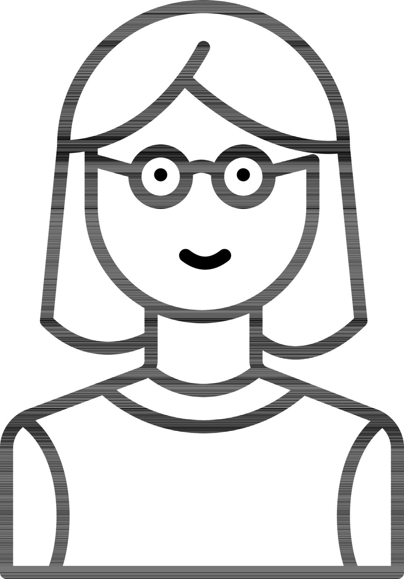 desenho animado mulher vestindo Óculos ícone dentro fino linha