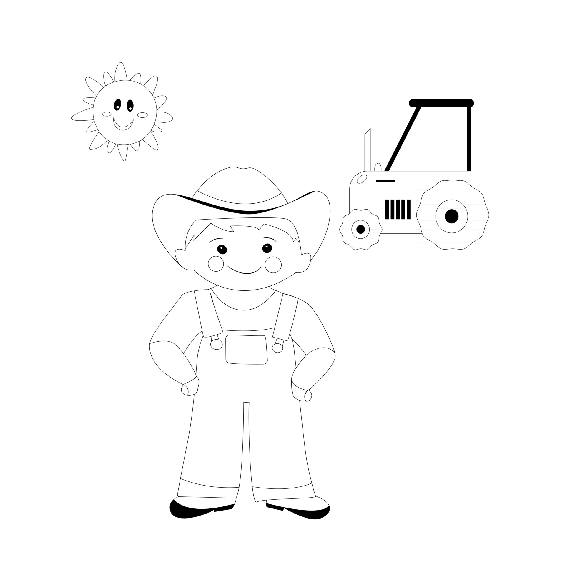 Desenho De Fazenda Com Um Trator E Homem Na Para Colorir Página Esboço  Vetor PNG , Desenho De Asa, Desenho De Fazenda, Desenho De Homem Imagem PNG  e Vetor Para Download Gratuito