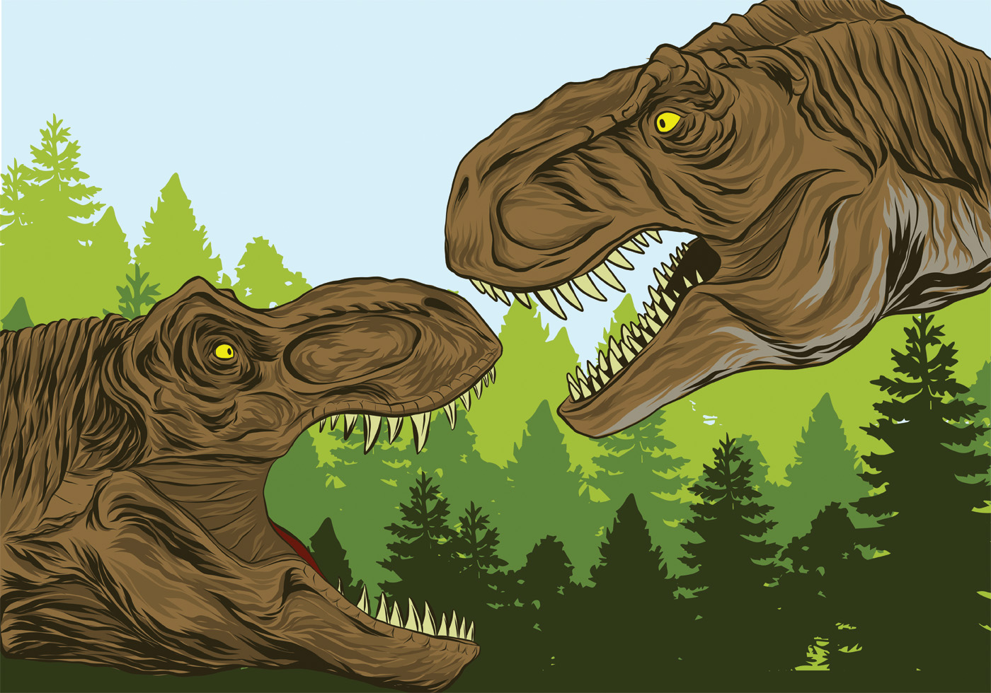 Conjunto De Dinossauros De Desenho Realista Ilustração Stock