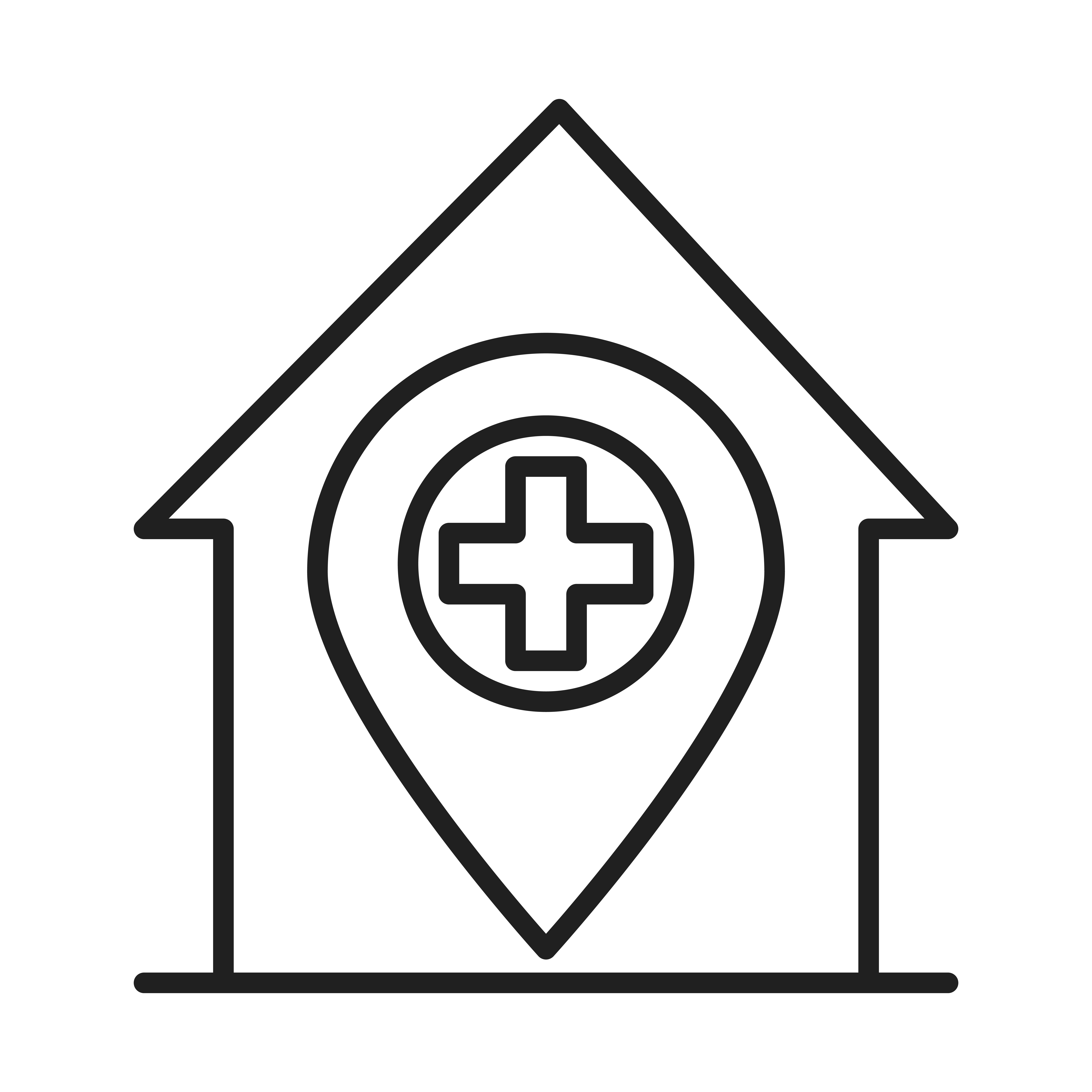 ícone de estilo de linha pictograma de casa médica hospital de