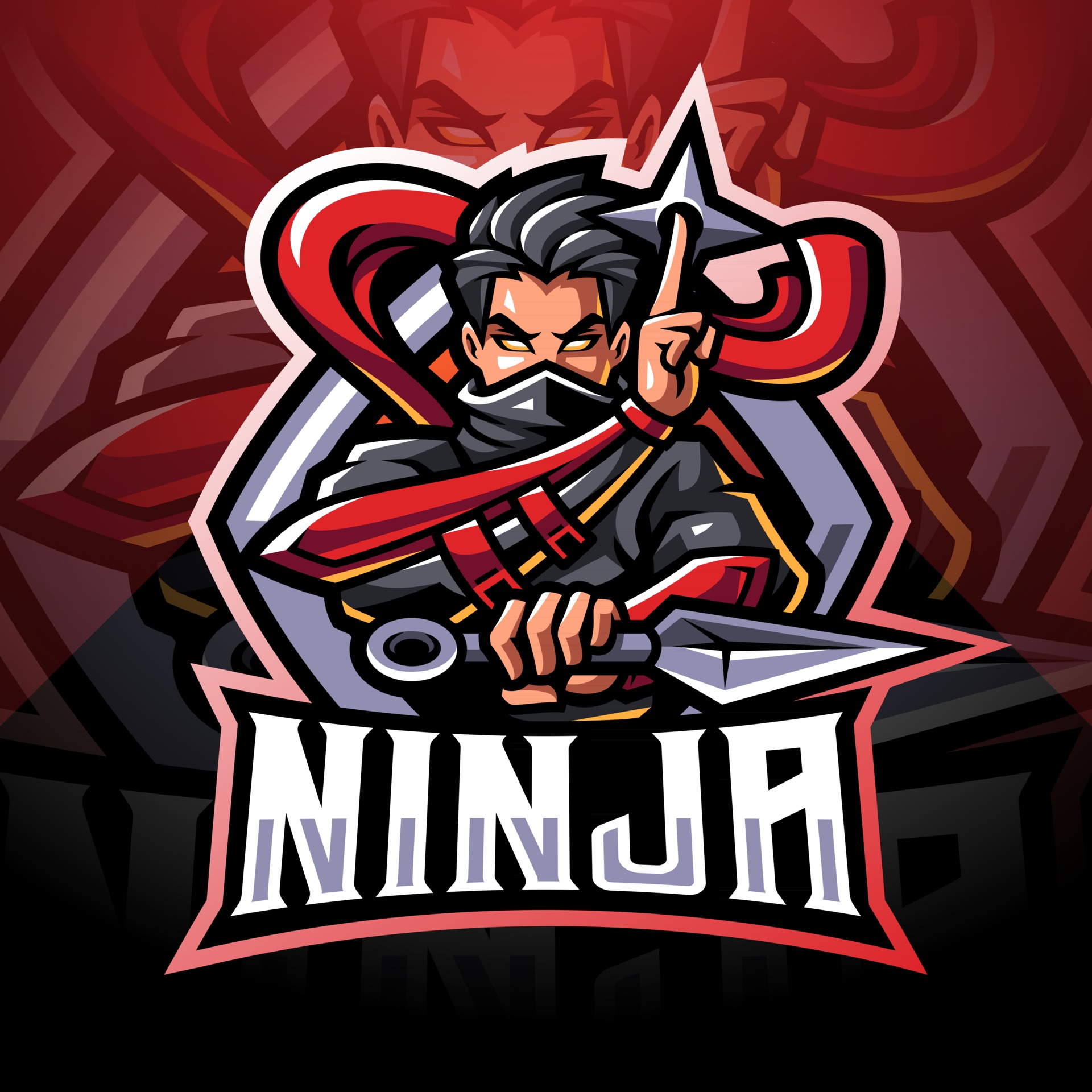 Logotipo de mascote ninja de desenho animado moderno 2.0