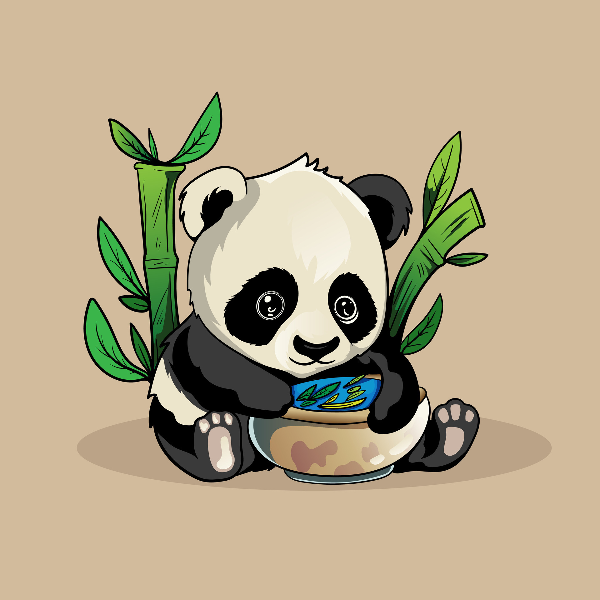 Panda Estilizada. Adesivo De Panda Fofo De Desenho Animado. ícone