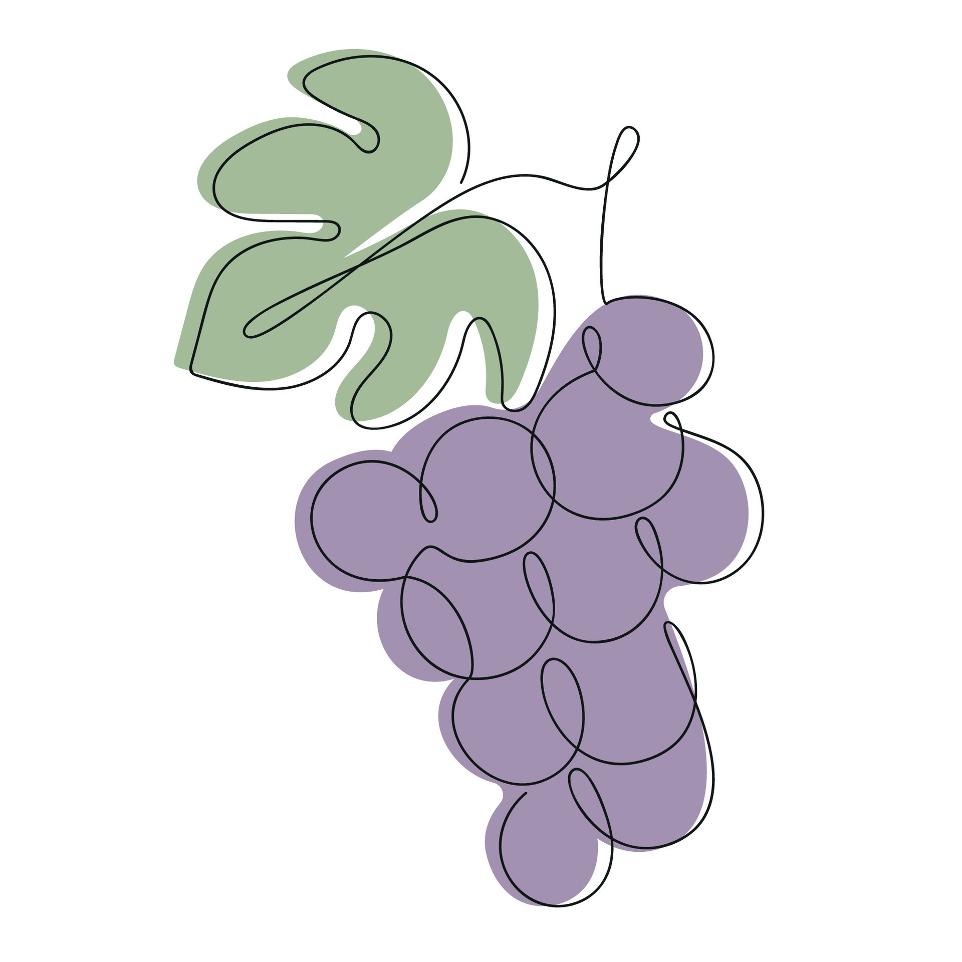 Um Monte De Uvas. Ilustração Deliciosa De Comida De Fruta. Modelo