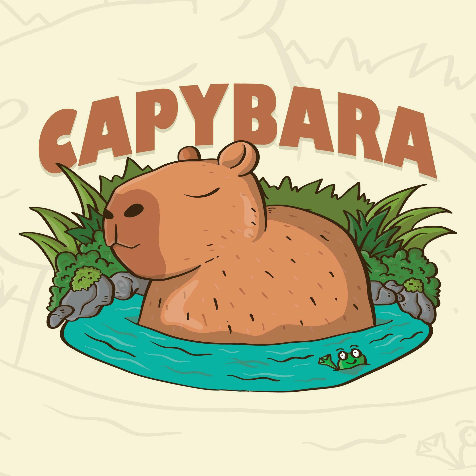 Capivara fofa em estilo simples isolado